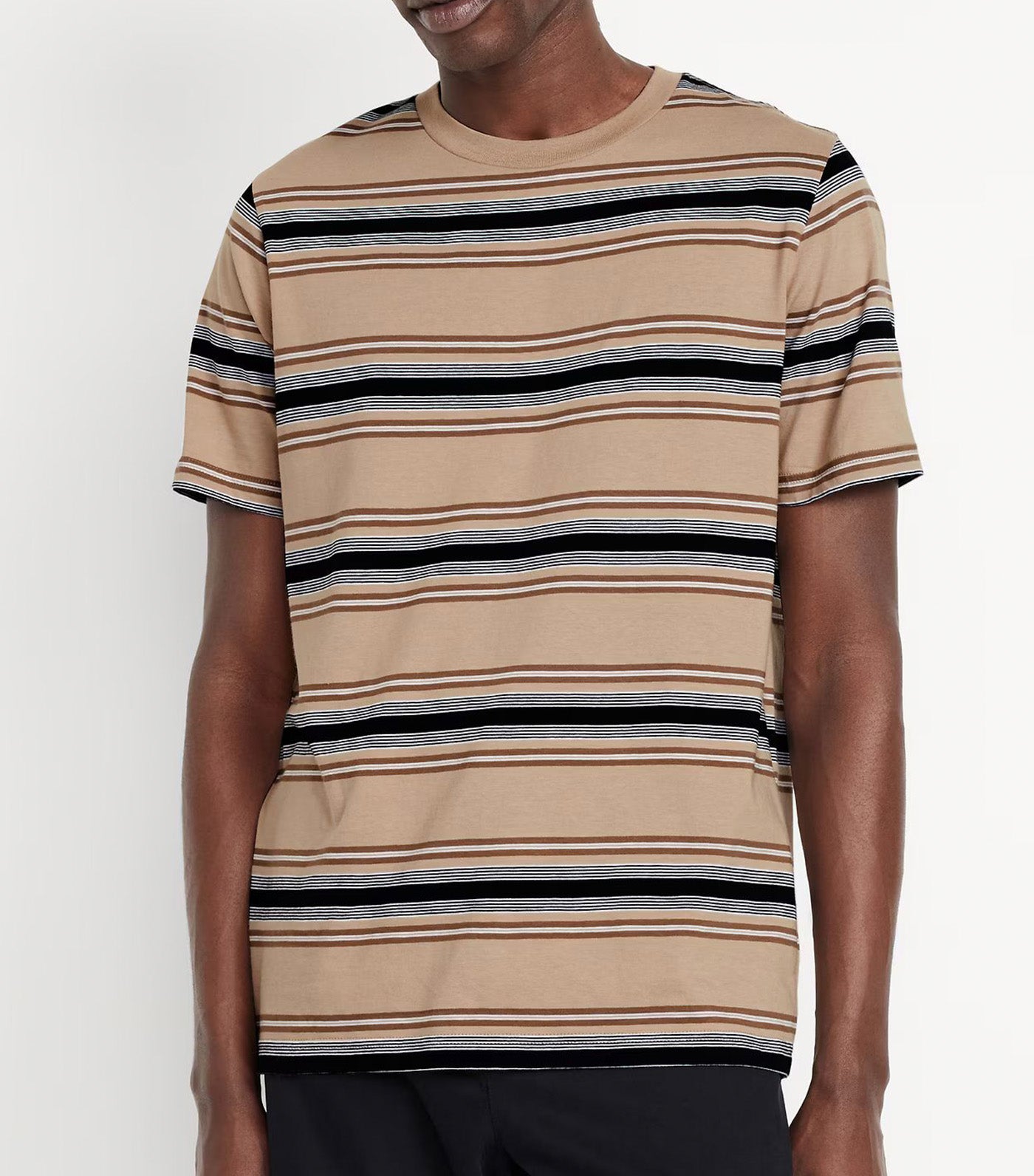 Crew-Neck Striped T-Shirt for Men Neutral Stripe