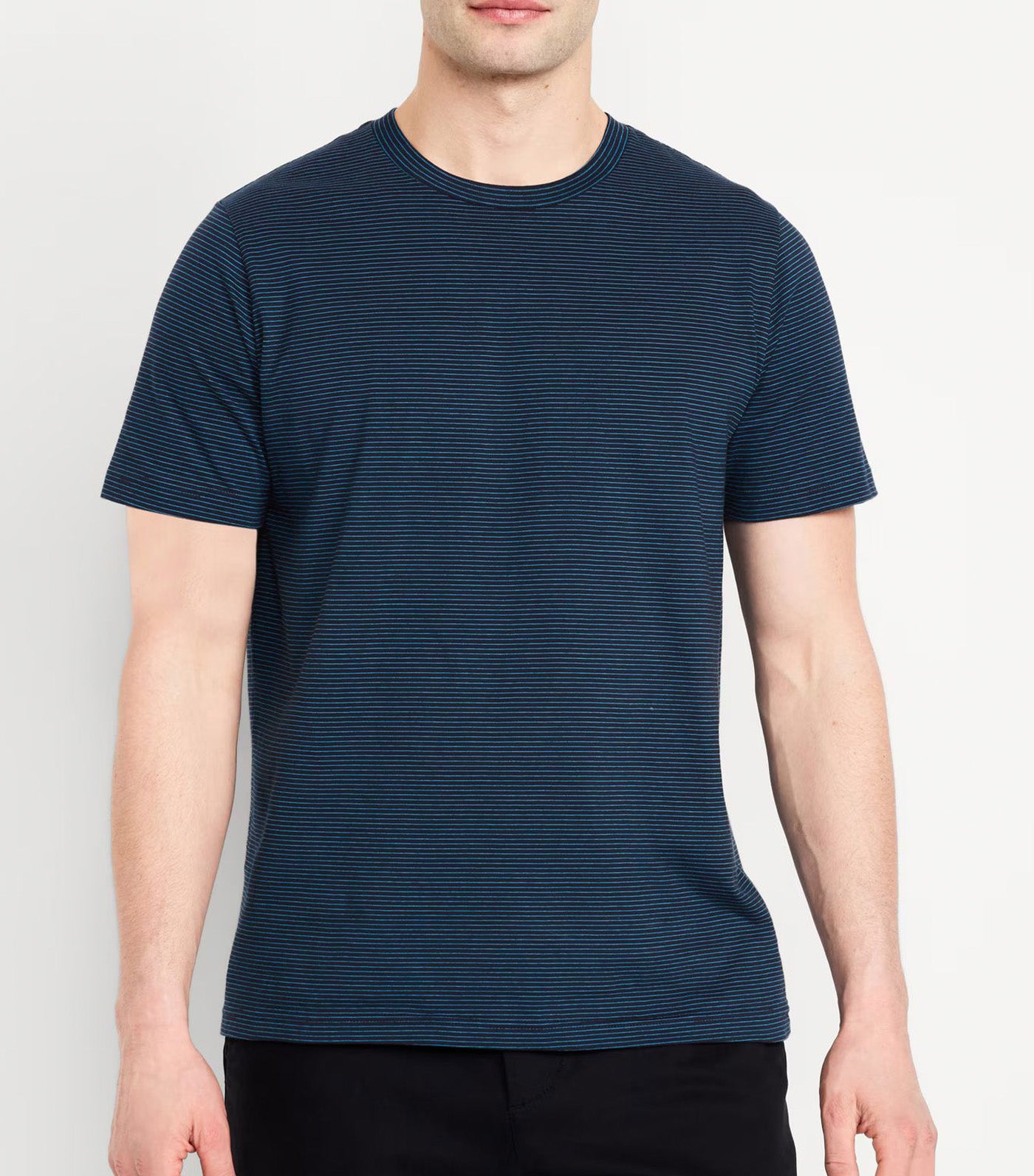 Crew-Neck Striped T-Shirt for Men Blue/Blue Stripe