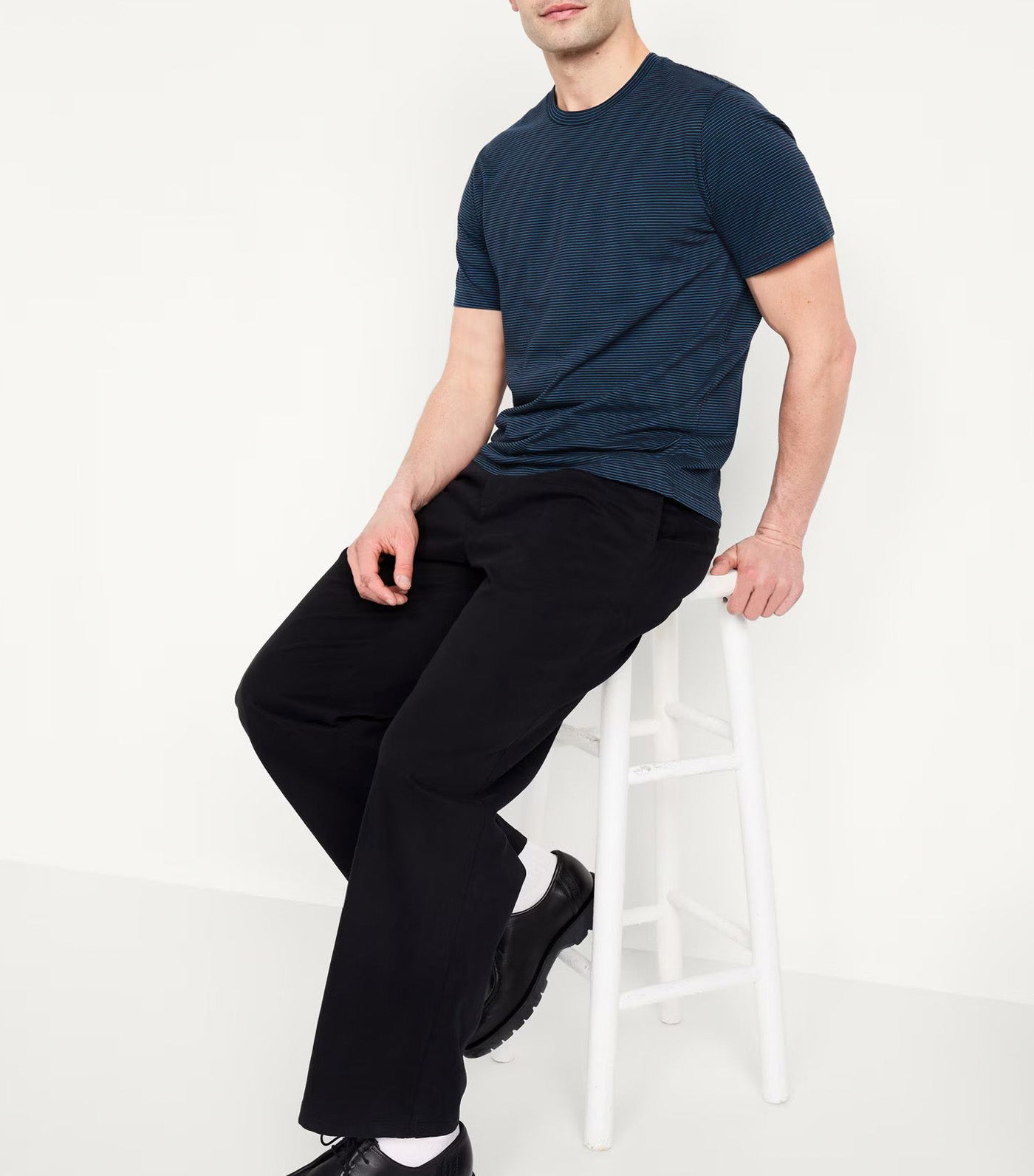 Crew-Neck Striped T-Shirt for Men Blue/Blue Stripe