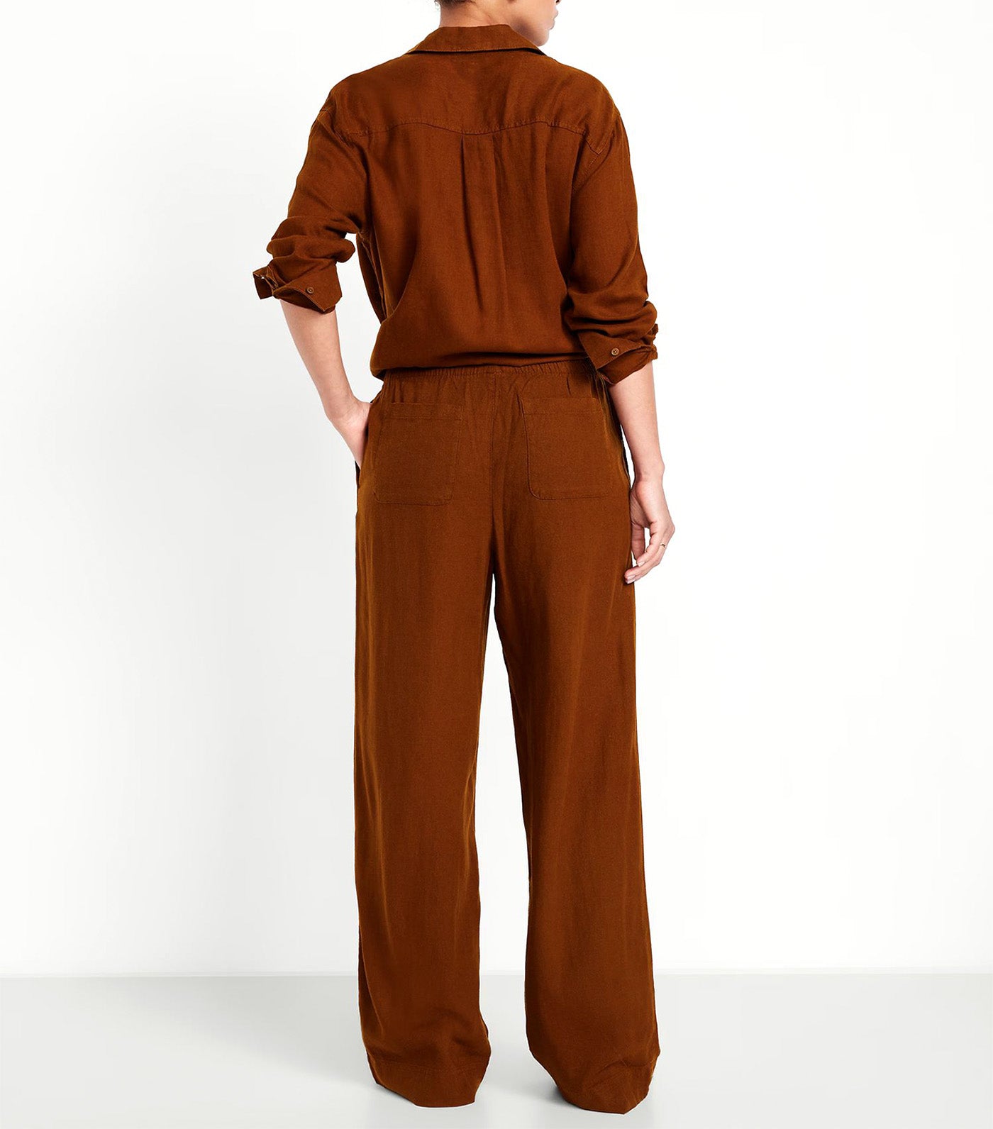 High-Waisted Linen-Blend Wide-Leg Pants for Women