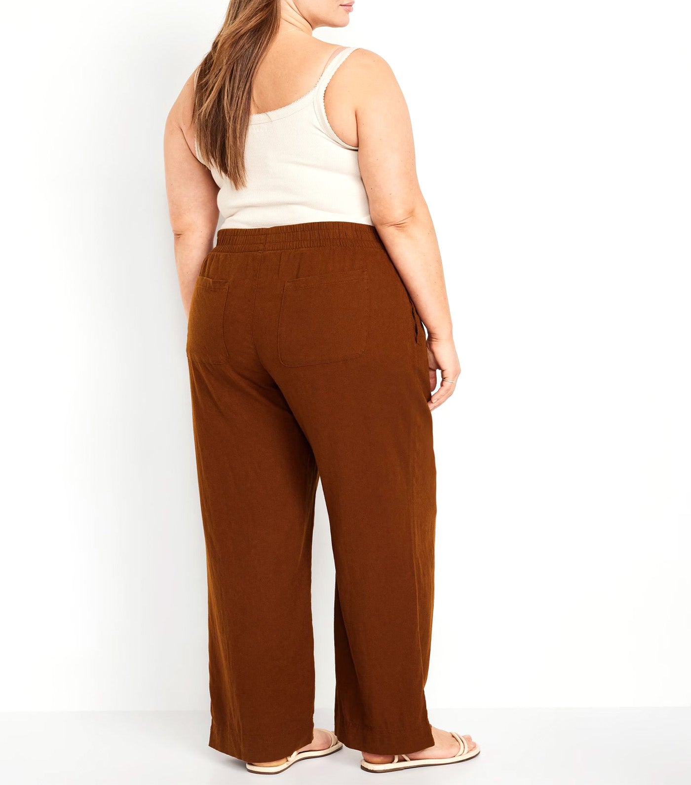 High-Waisted Linen-Blend Wide-Leg Pants for Women