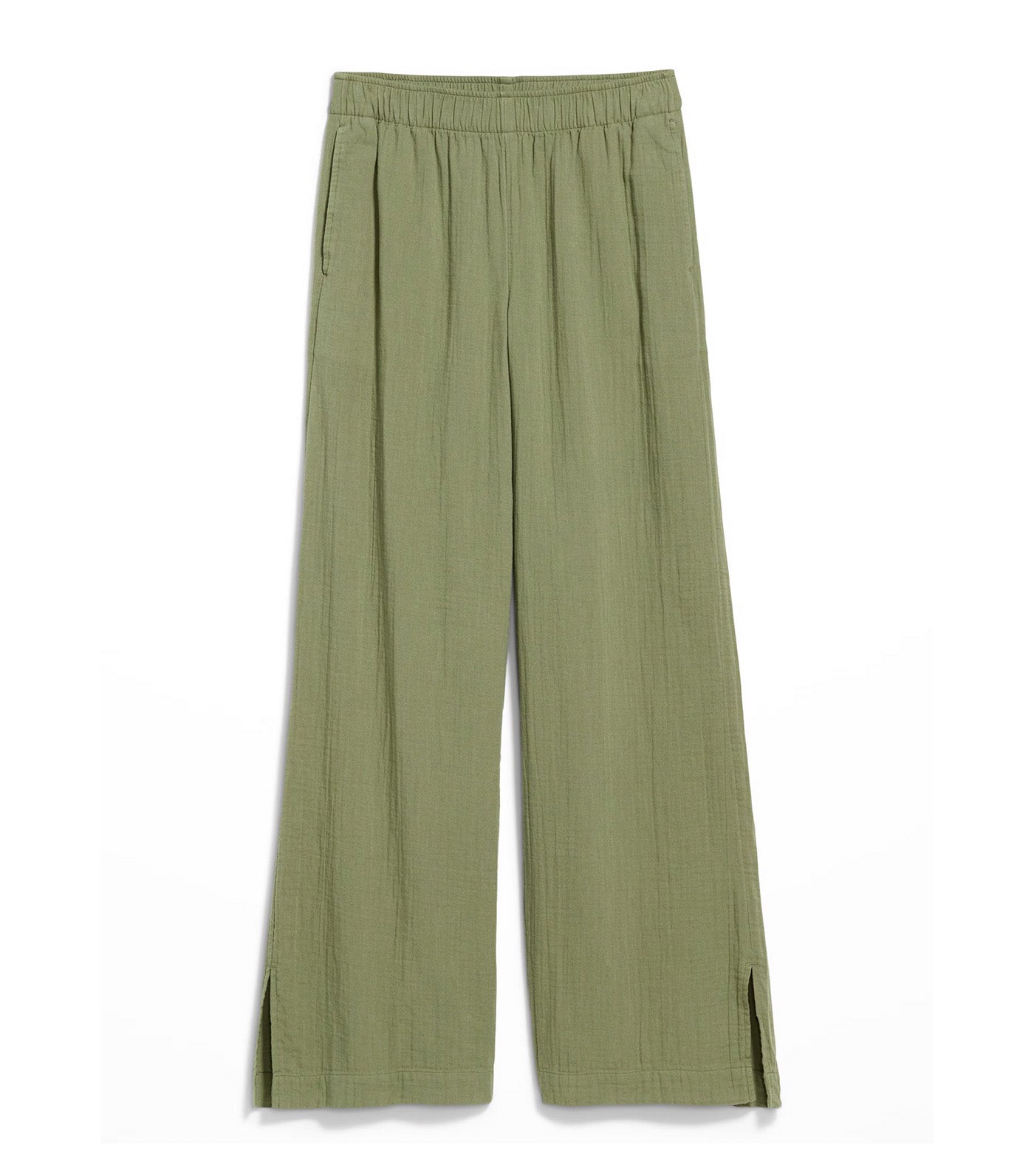High-Waisted Crinkle Gauze Wide-Leg Pants for Women Bare Ground