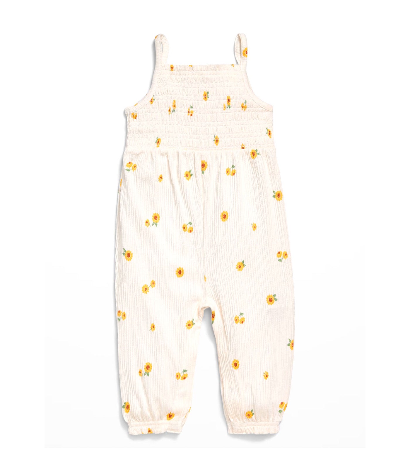 Printed Sleeveless Smocked Jumpsuit for Baby Sunflower