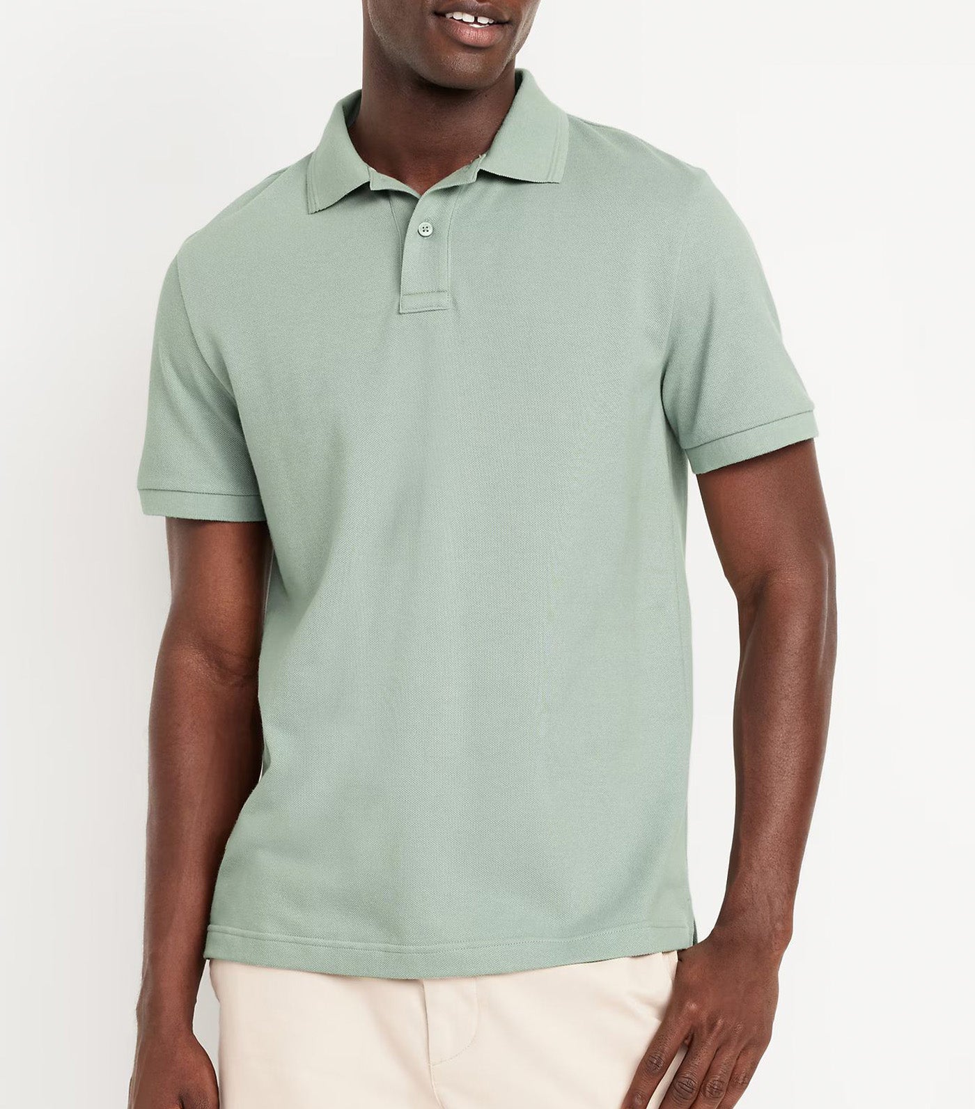 Classic Fit Pique Polo for Men Milky Jade