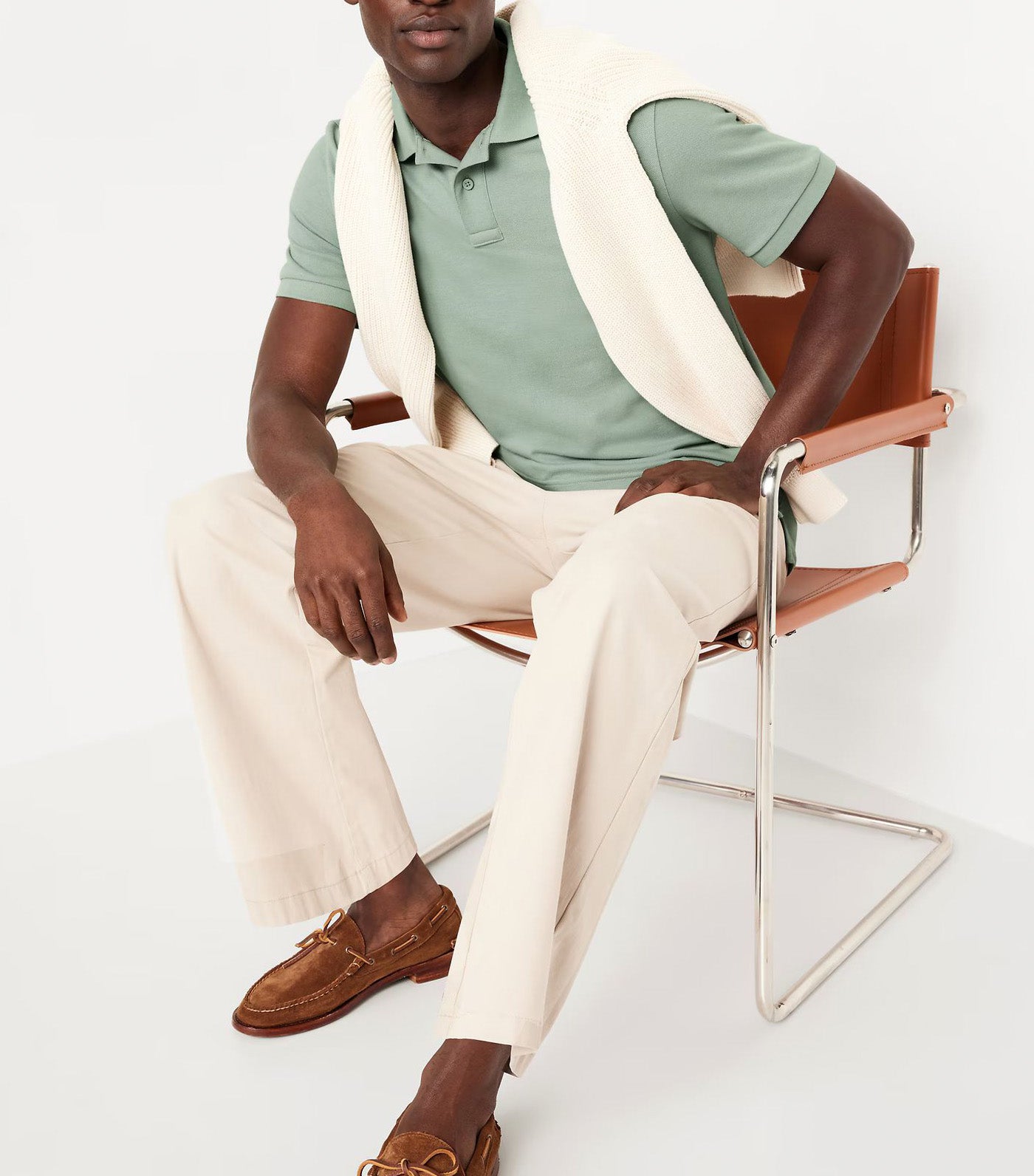 Classic Fit Pique Polo for Men Milky Jade