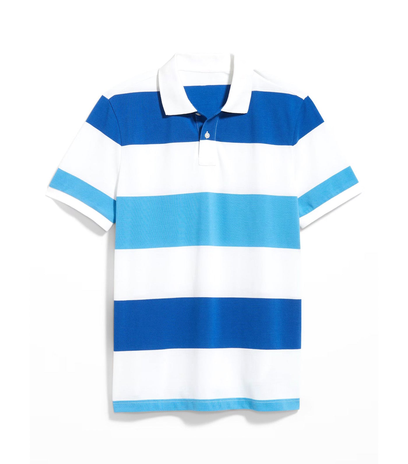 Classic Fit Striped Pique Polo for Men Blue Stripe