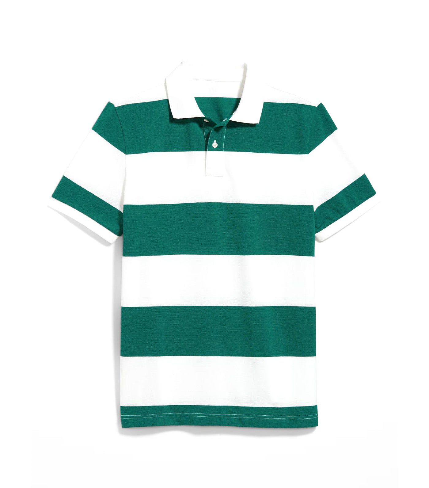 Classic Fit Striped Pique Polo for Men Green Stripe