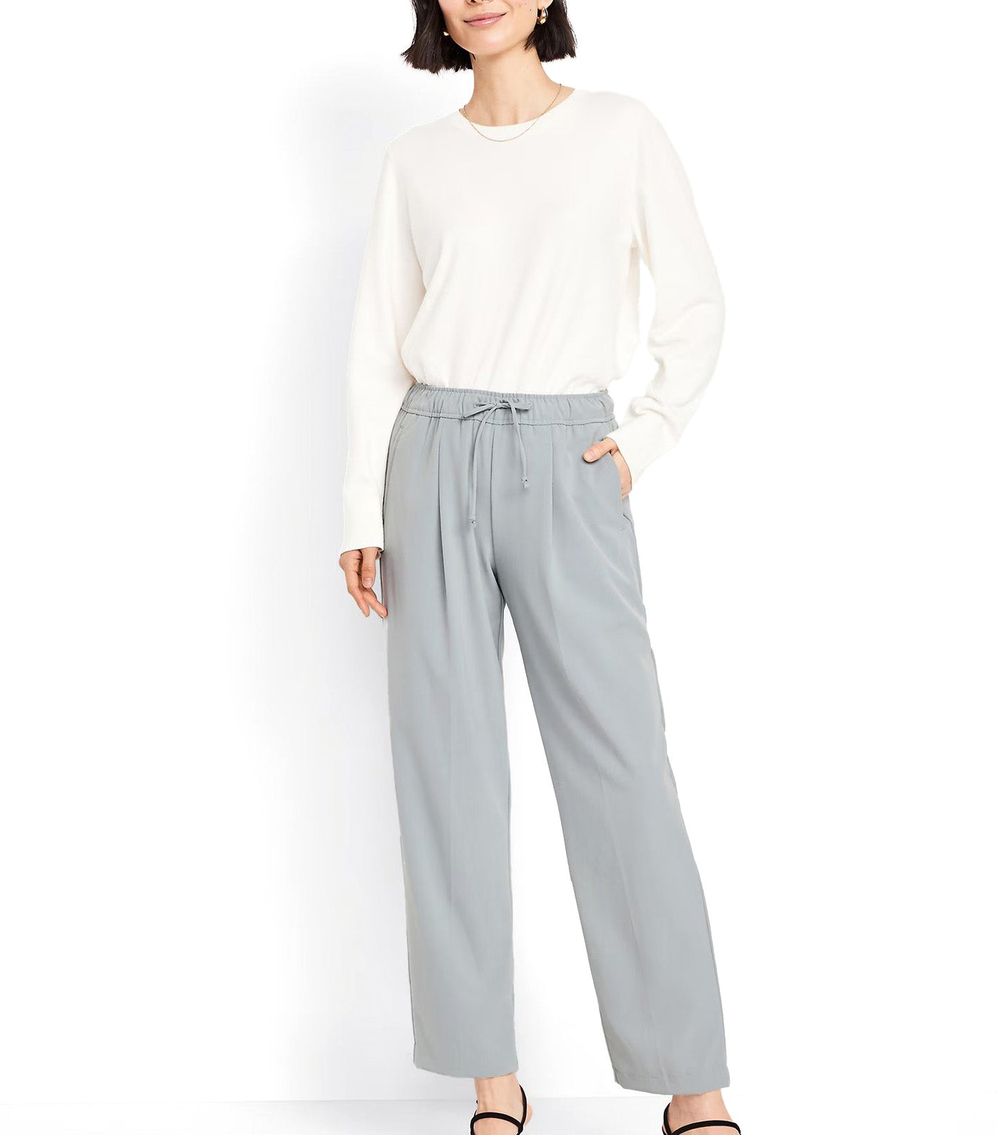 Women's High-Waisted Billie Straight Trouser Silver Sage