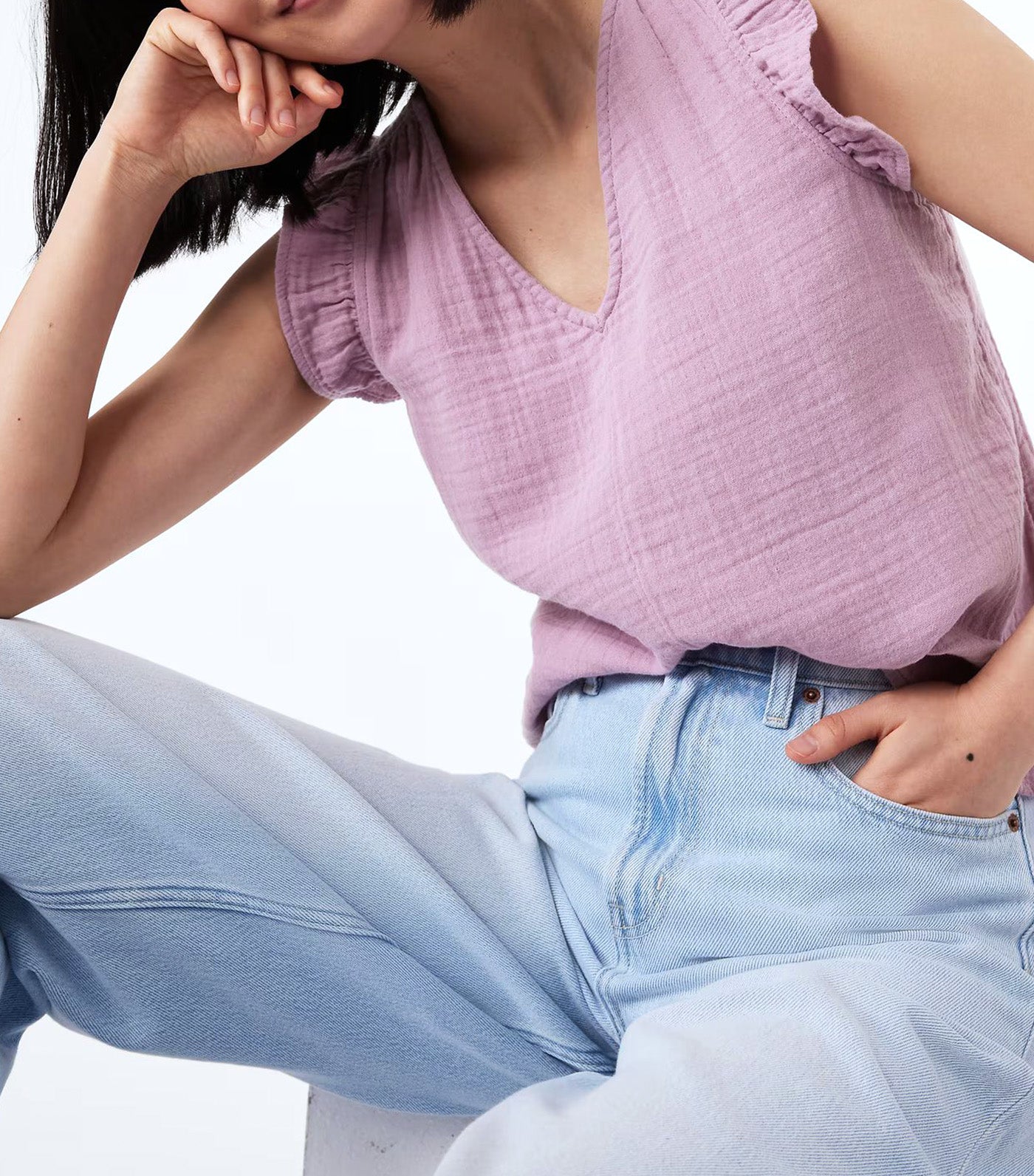 Sleeveless Crinkle Gauze Top for Women Rose Dawn