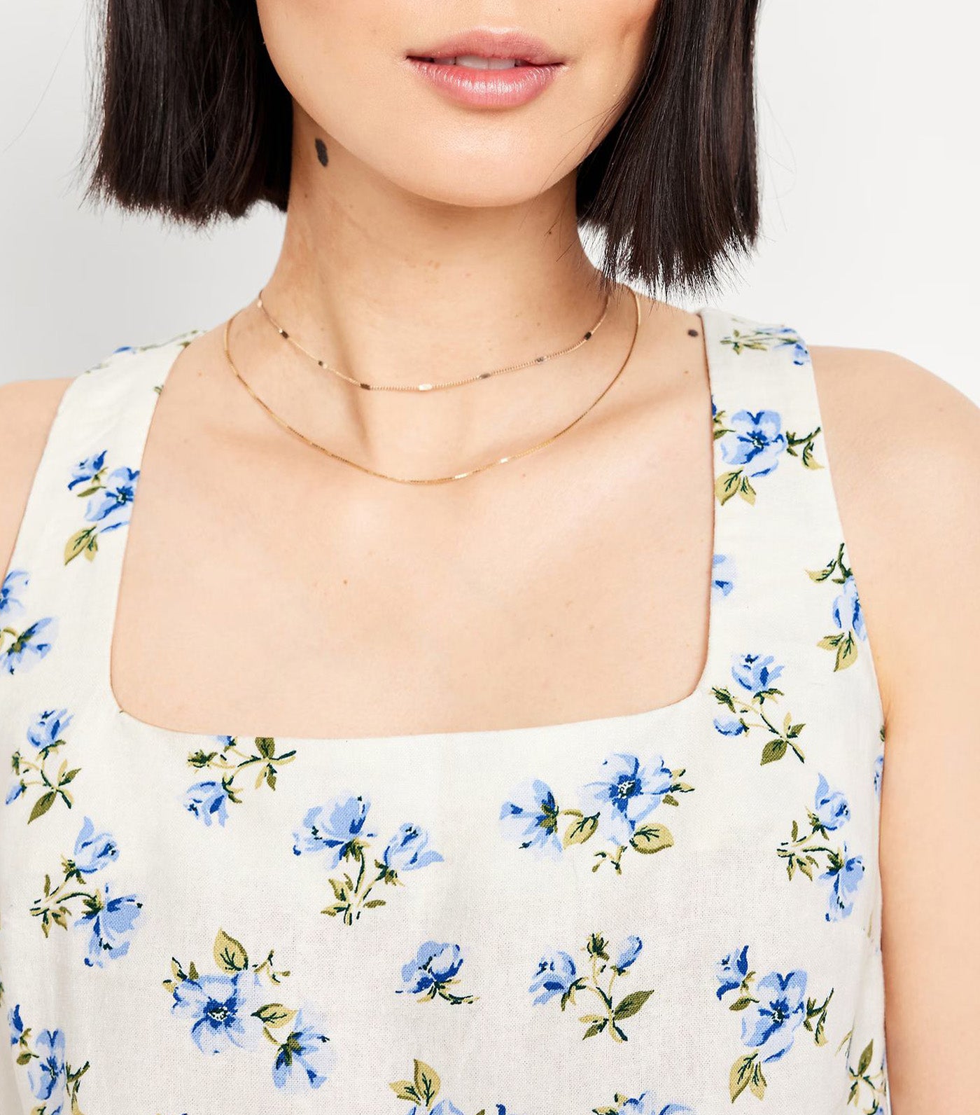 Linen-Blend Crop Top for Women White Floral