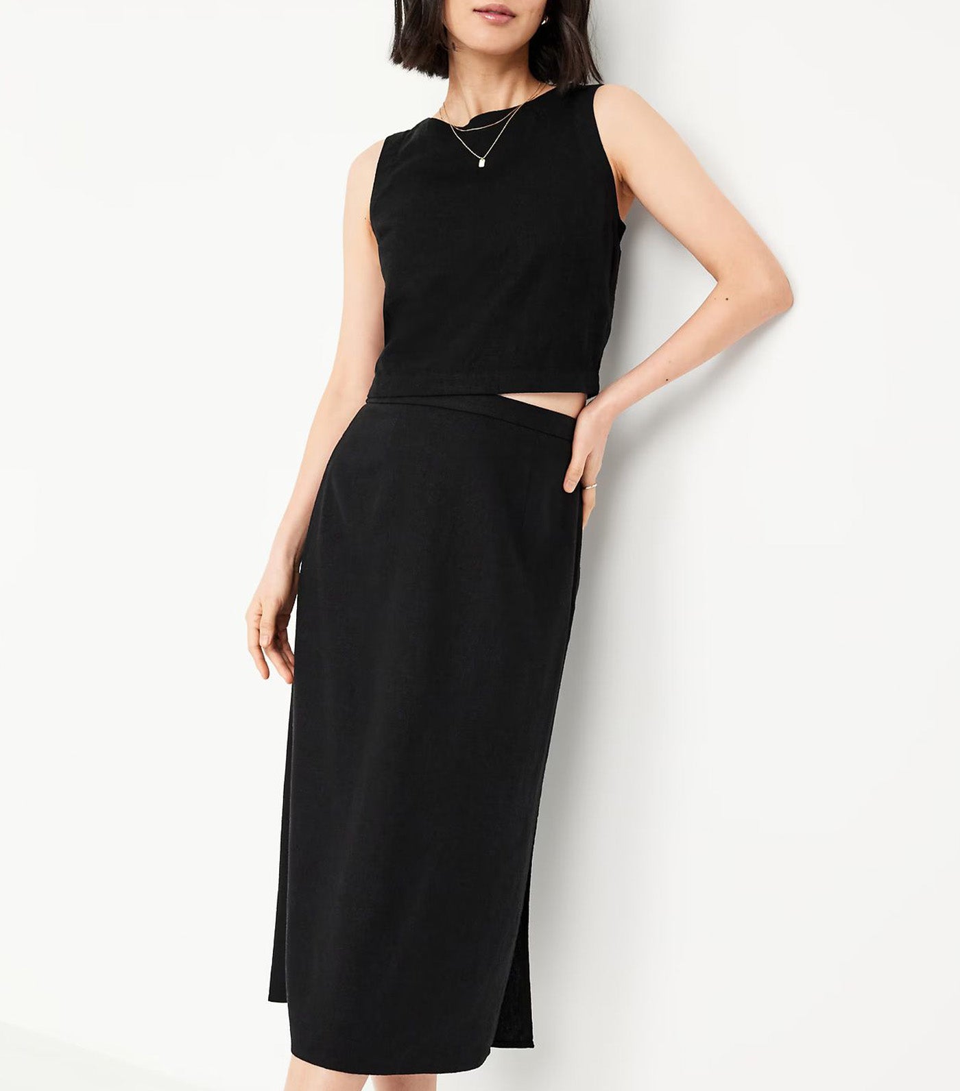 High-Neck Button-Back Top for Women Black Jack