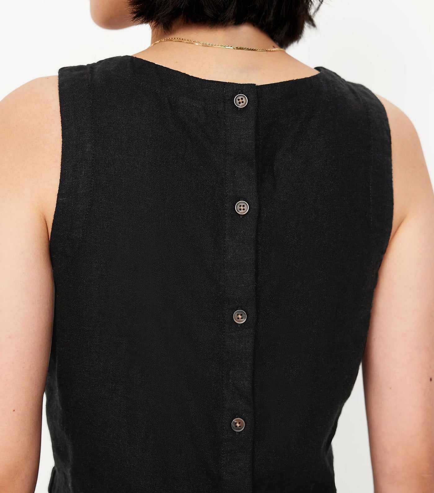 High-Neck Button-Back Top for Women Black Jack