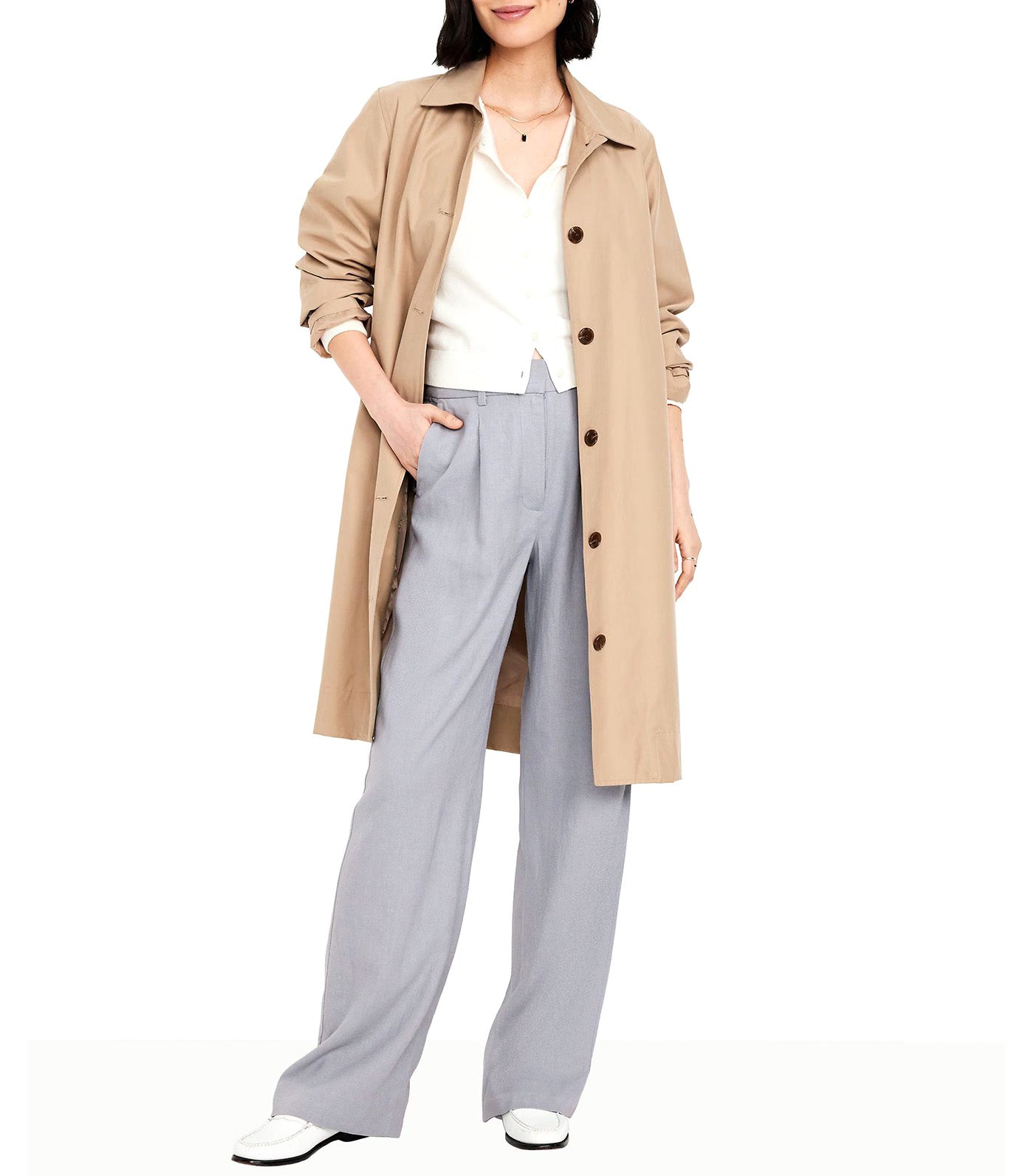 Extra High-Waisted Linen-Blend Wide-Leg Trouser Pants for Women Silver Sage