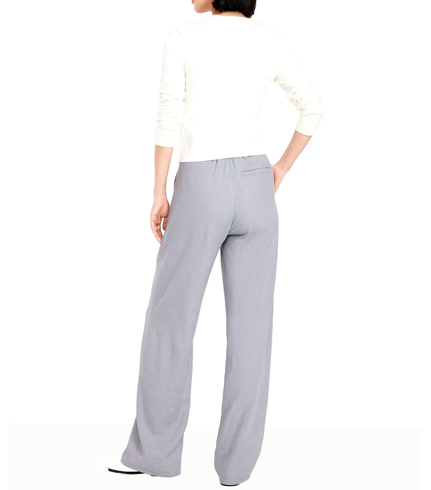 Extra High-Waisted Linen-Blend Wide-Leg Trouser Pants for Women Silver Sage