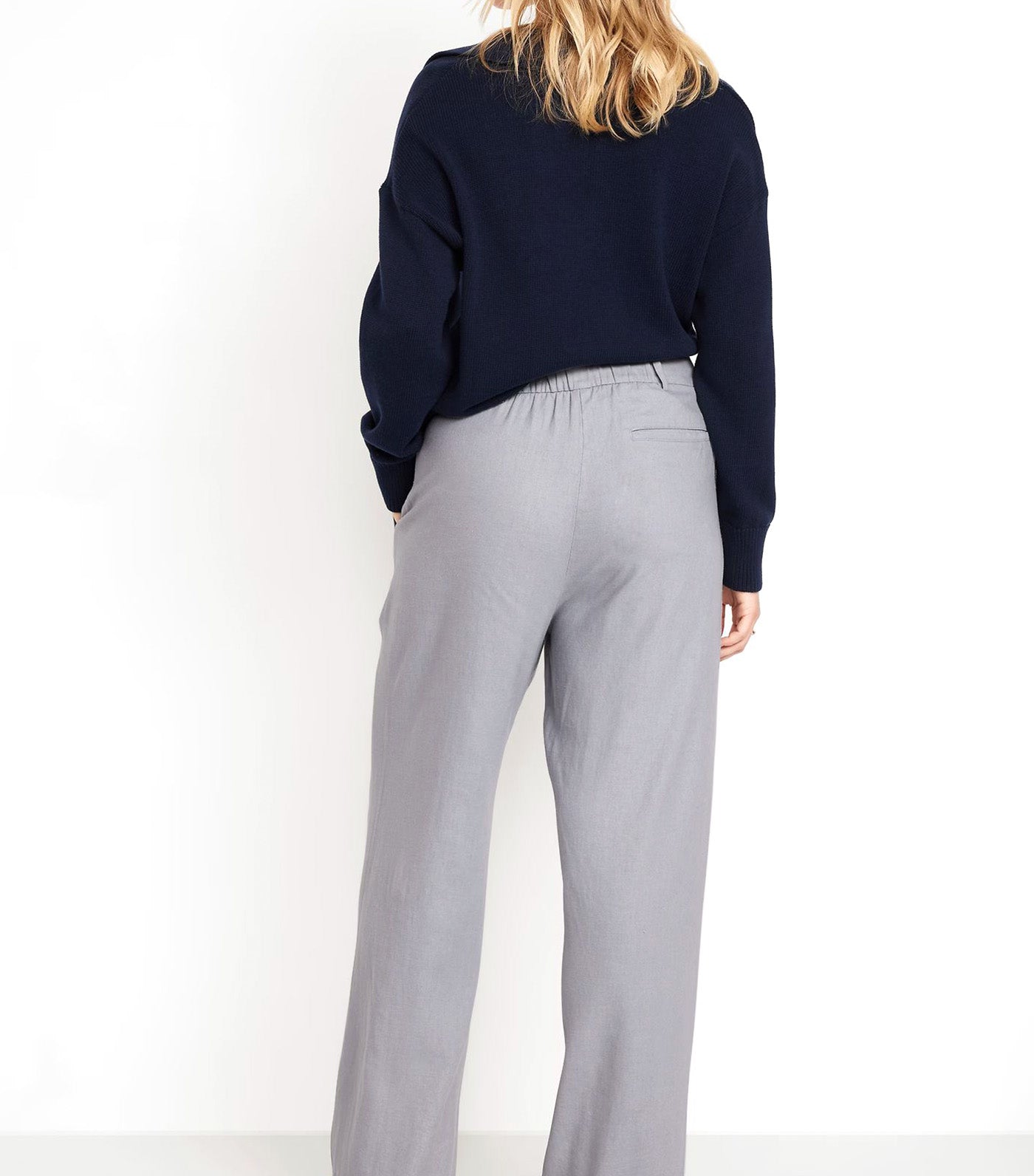 Extra High-Waisted Linen-Blend Wide-Leg Trouser Pants for Women Silver Sage