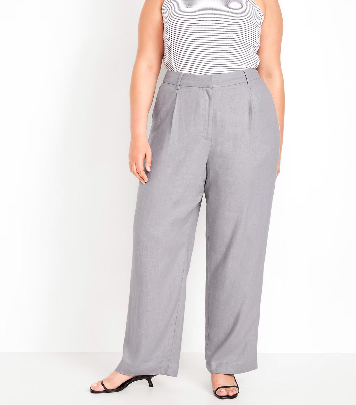 Extra High-Waisted Linen-Blend Wide-Leg Trouser Pants for Women Silver Sage