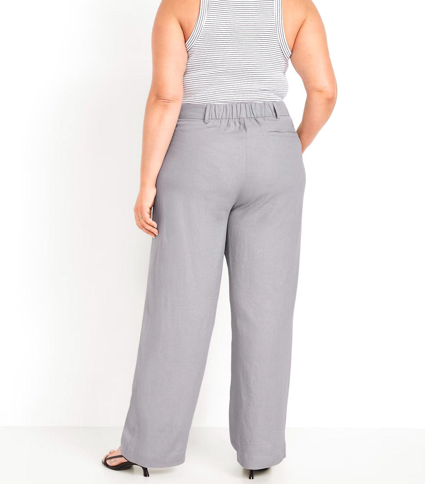 Extra High-Waisted Linen-Blend Wide-Leg Trouser Pants for Women Silver Sage