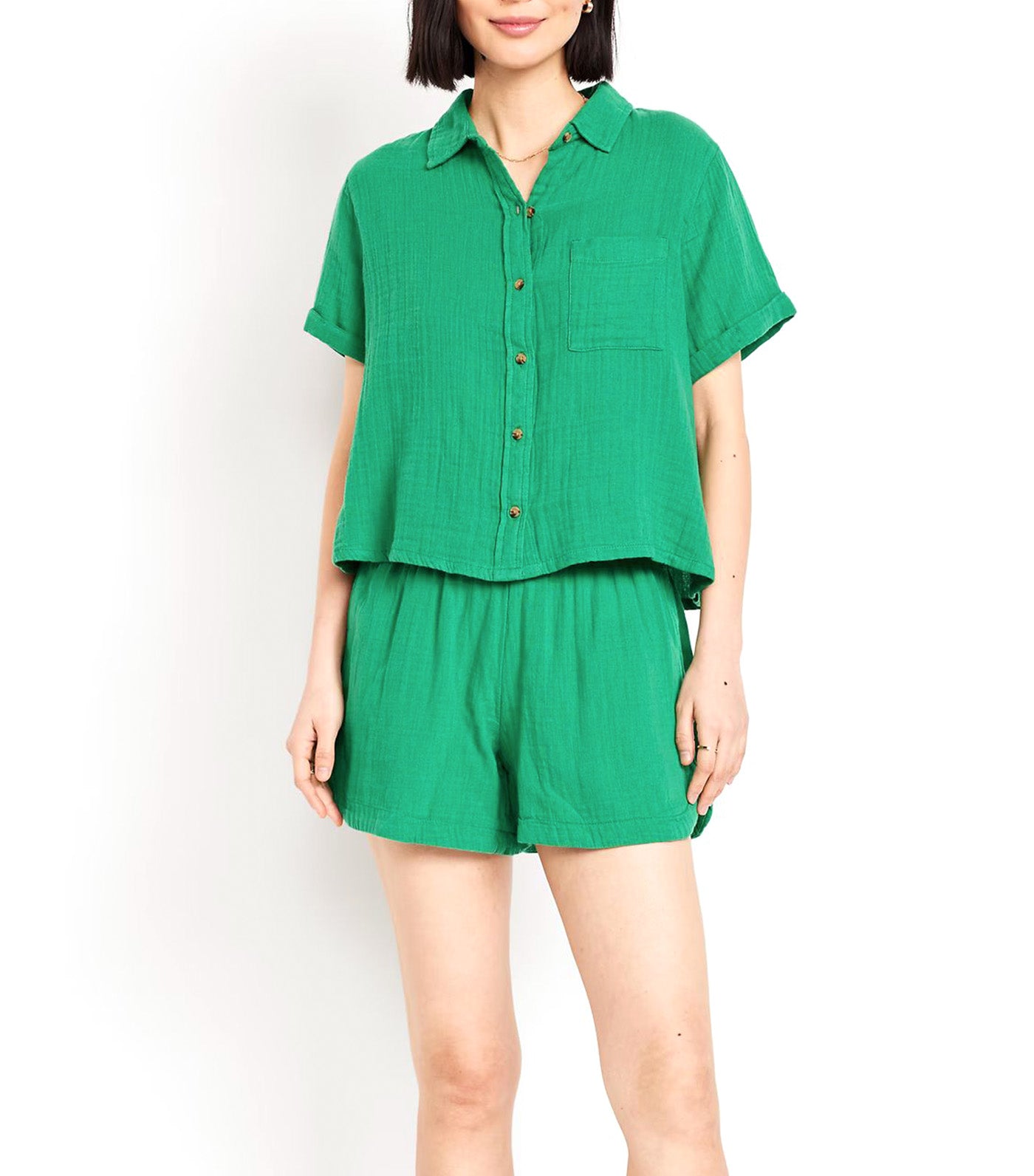 High-Waisted Crinkle Gauze Shorts - 4in Inseam for Women