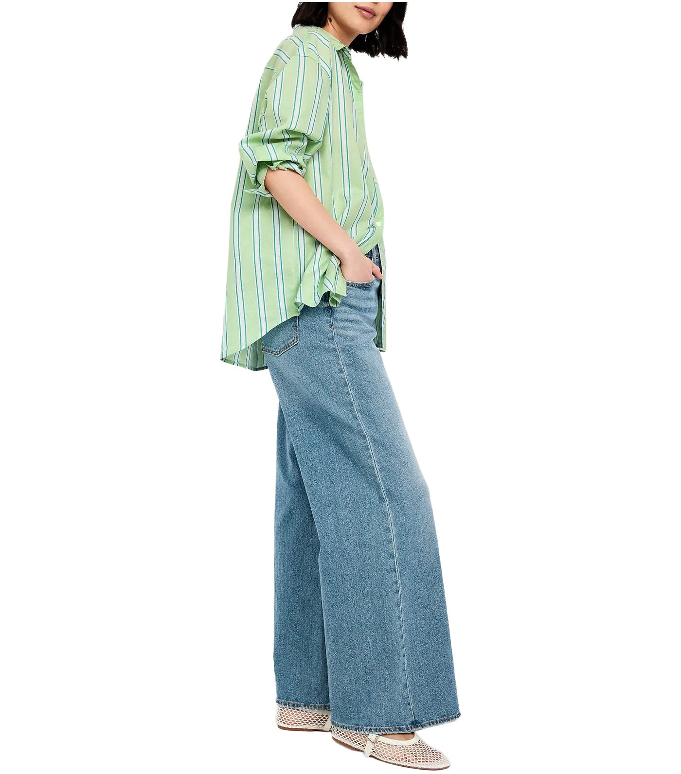 Women's Oversized Button-Down Boyfriend Shirt