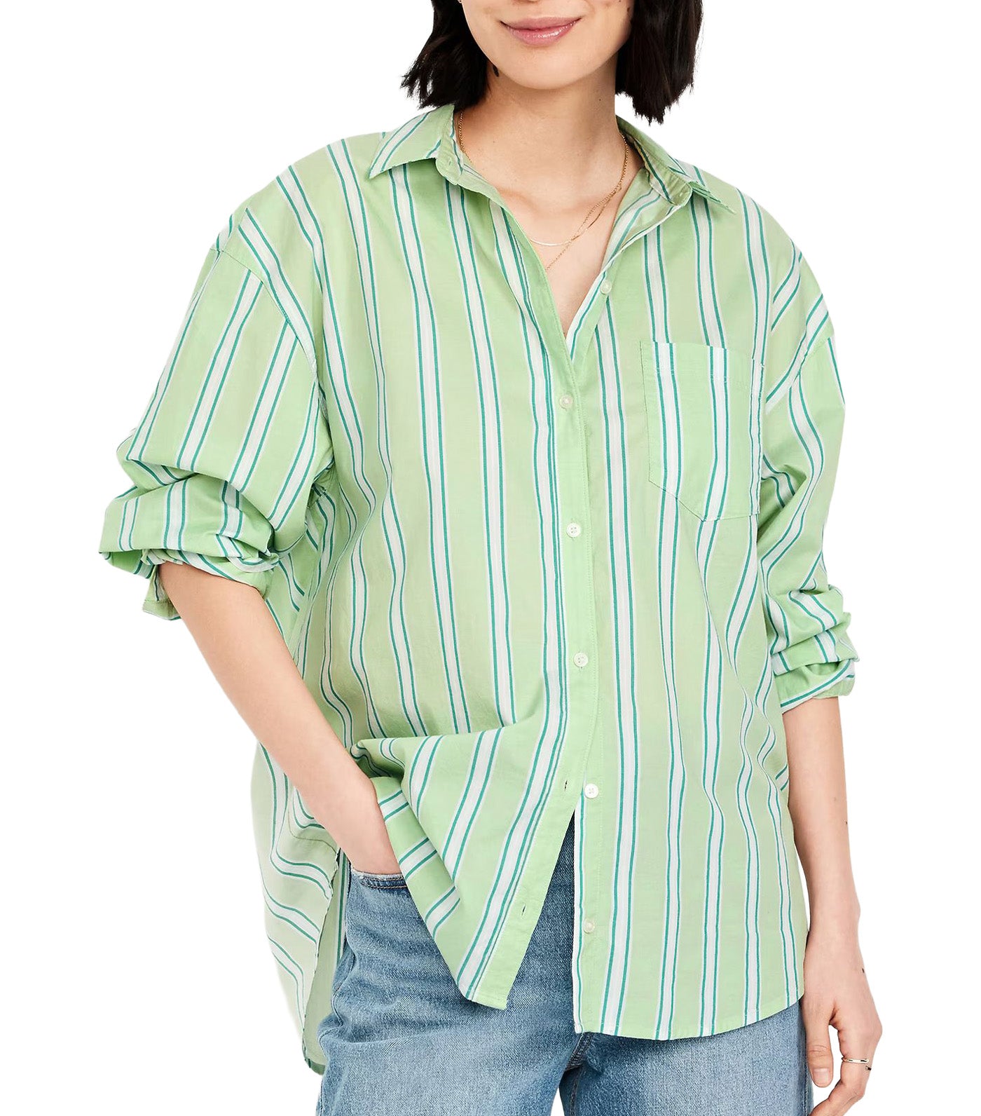 Women's Oversized Button-Down Boyfriend Shirt