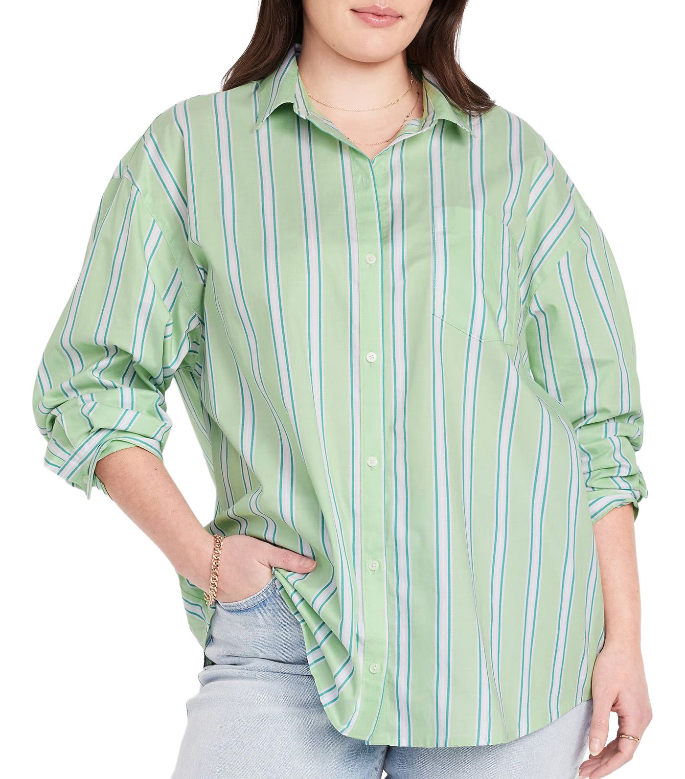 Women's Oversized Button-Down Boyfriend Shirt