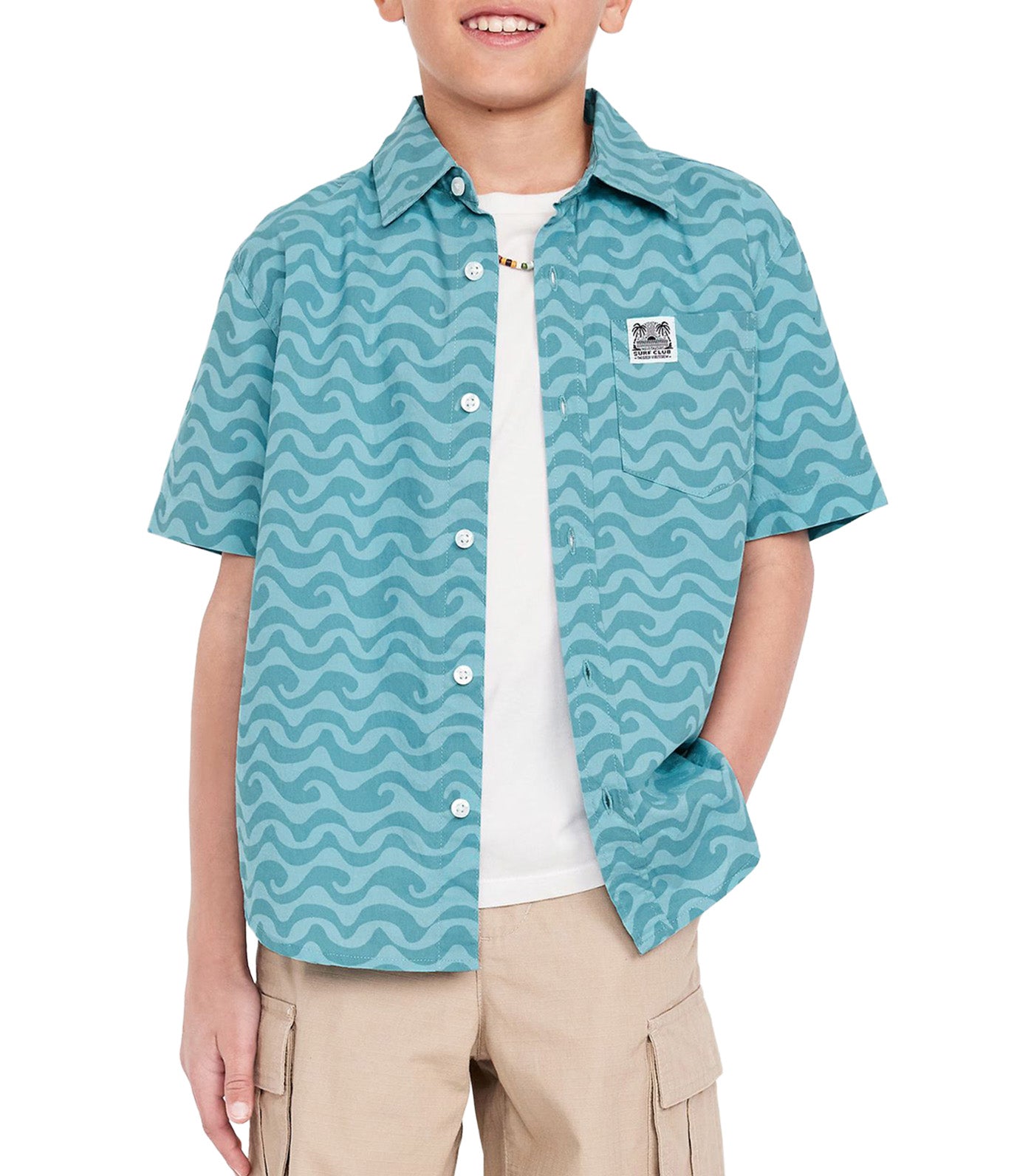 Printed Short-Sleeve Poplin Pocket Shirt for Boys
