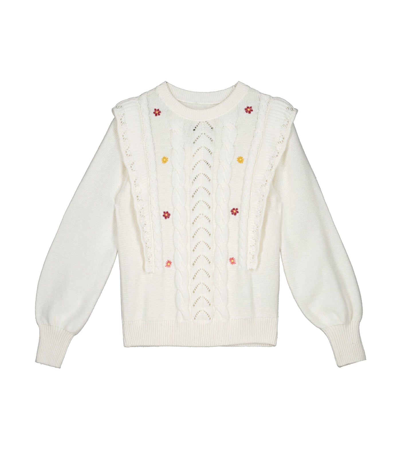 Openwork Embroidered Sweater White