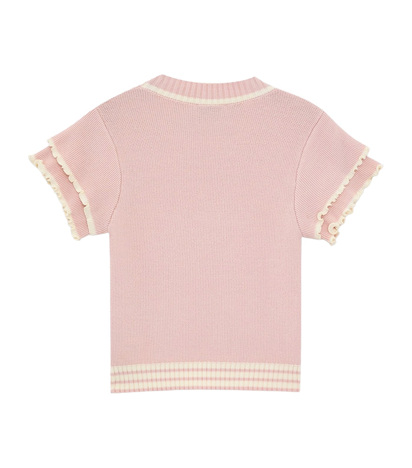 Ruffle Hem Knit Top Light Pink