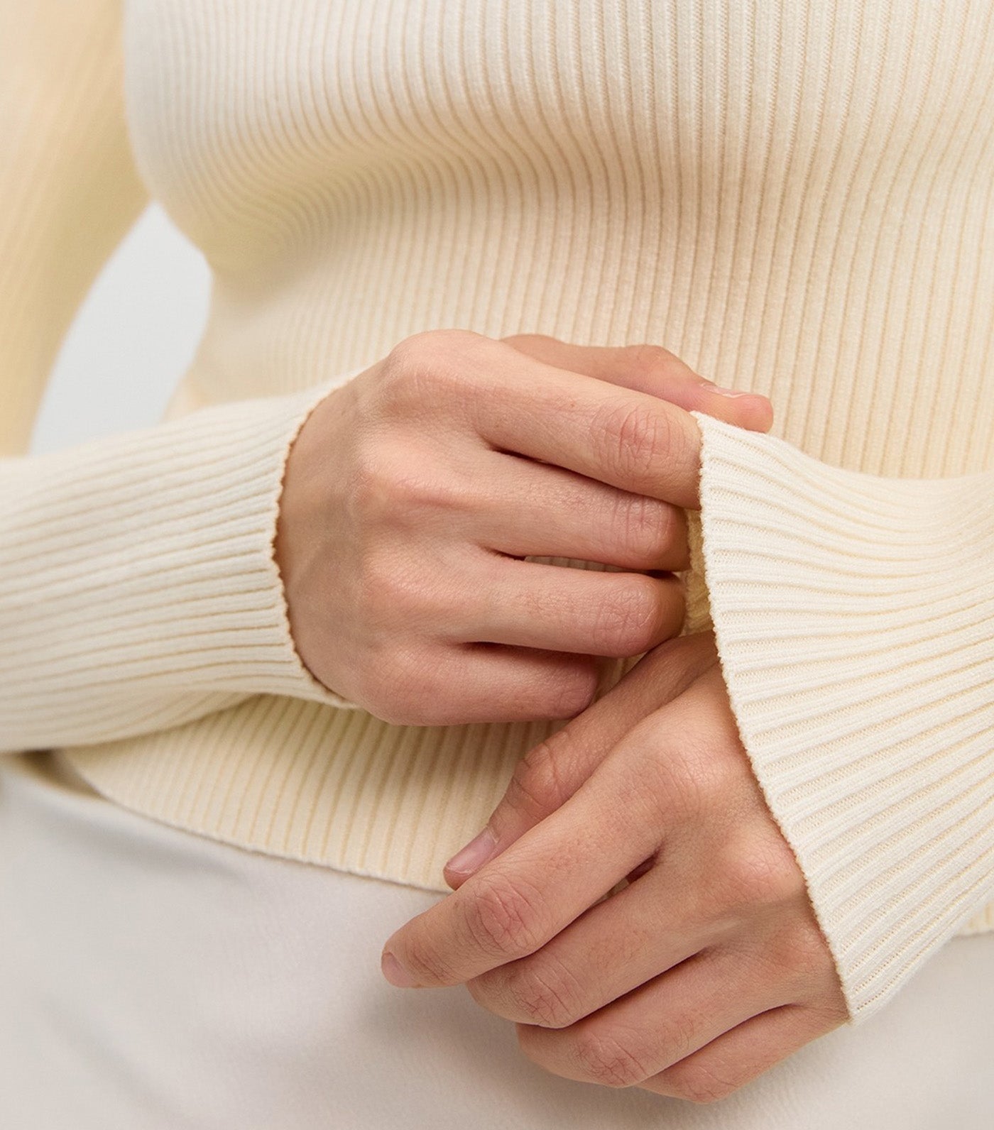 Pomelo Asymmetric Knit Top Off White