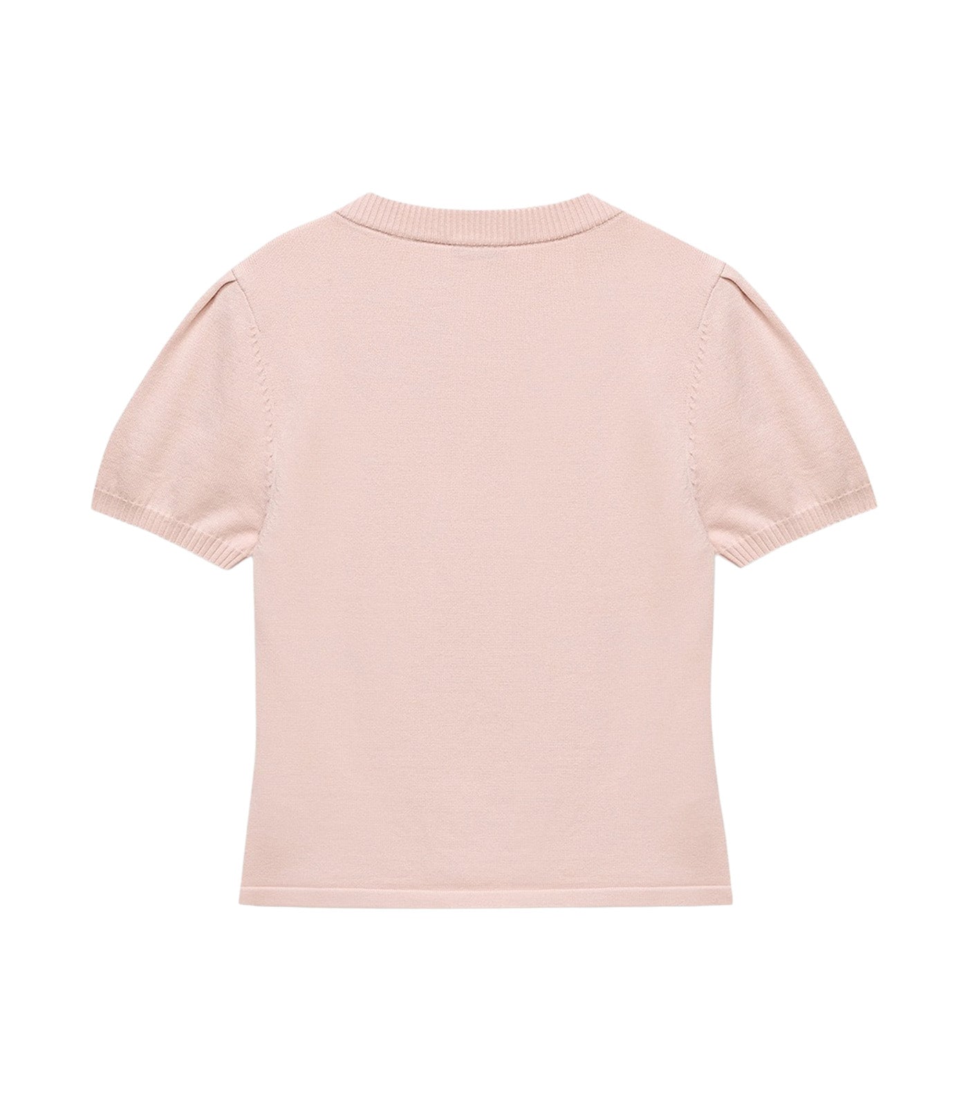 Knitted Puff Sleeve Top Pink