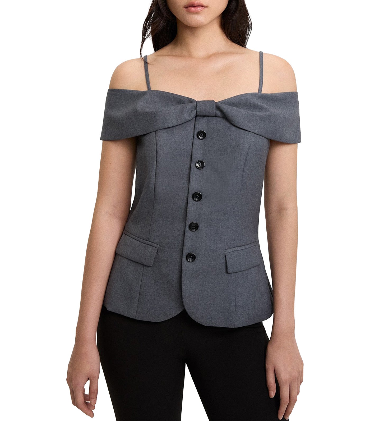 Bow Vest Top Mid Gray