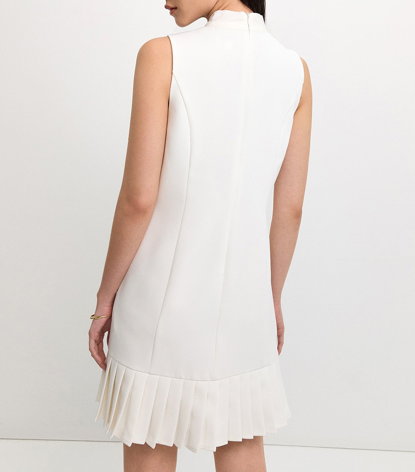 Pleated Bow Tie Dress Ivory