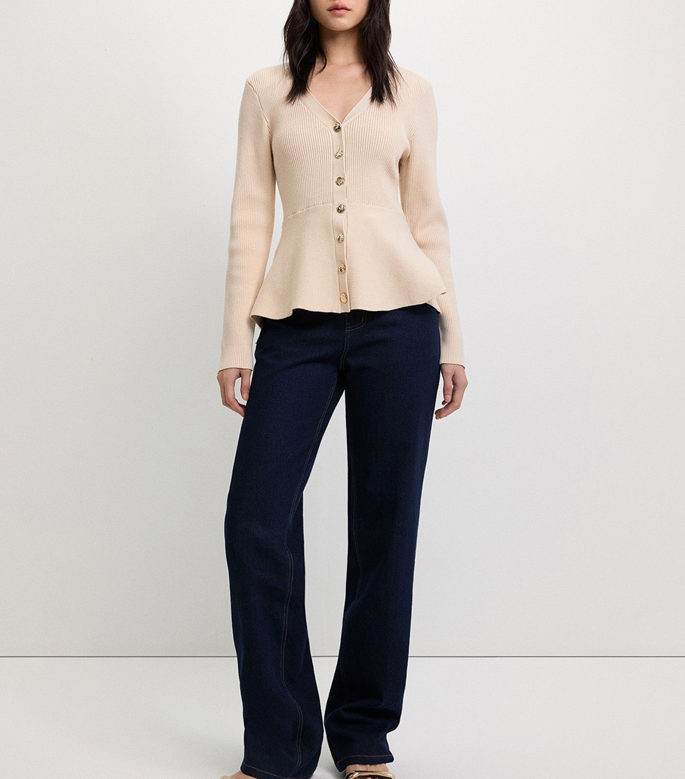 Pomelo Buttoned Knit Top Ivory