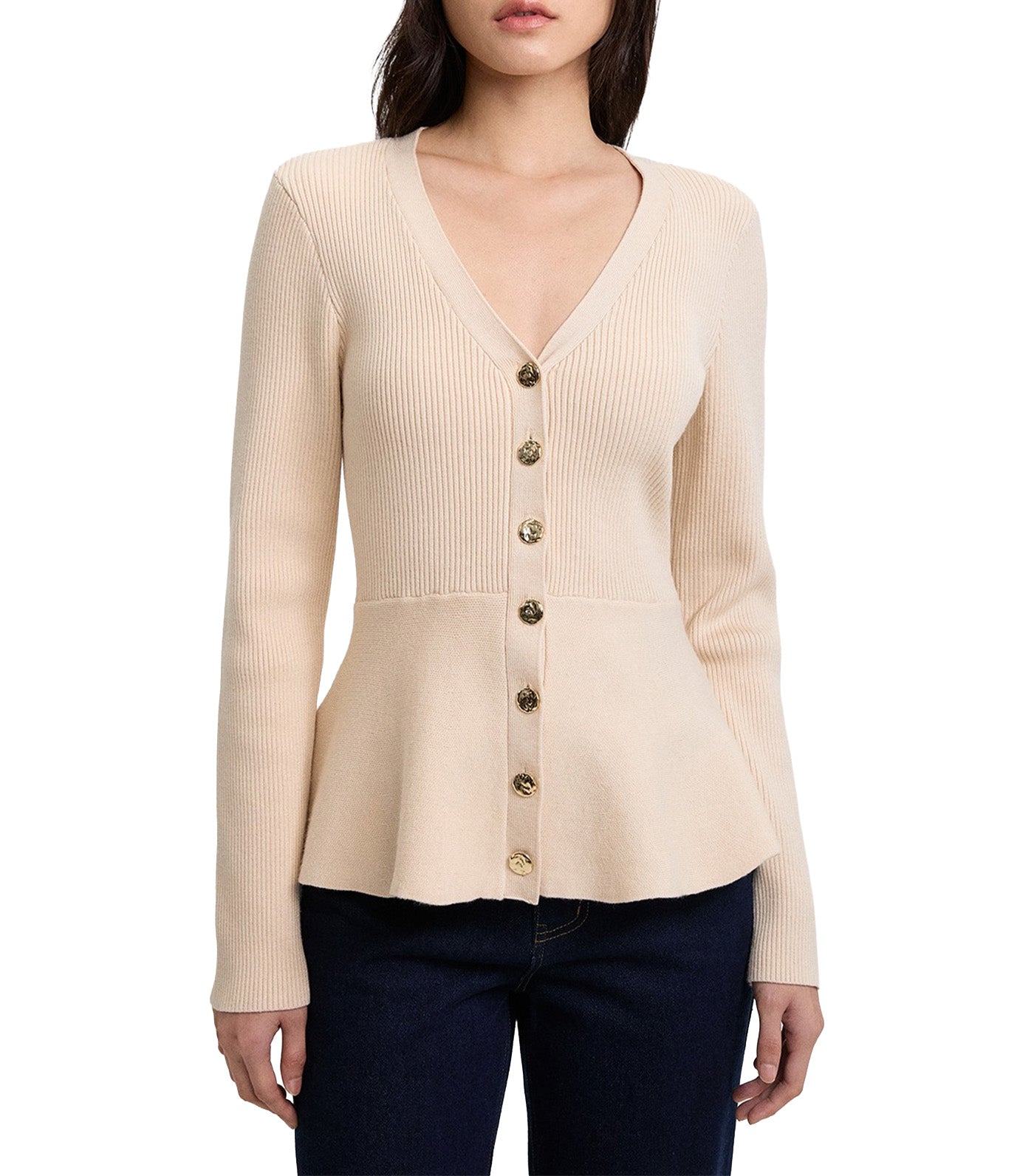 Pomelo Buttoned Knit Top Ivory