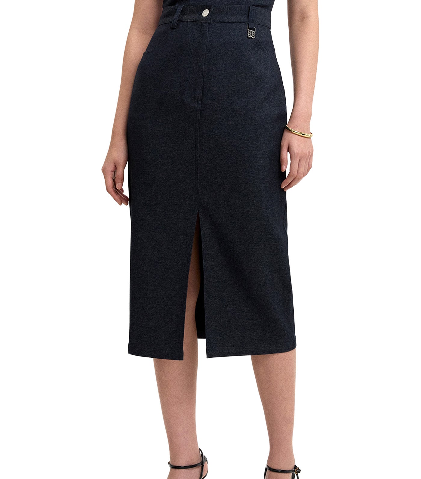 Front Slit Skirt Indigo