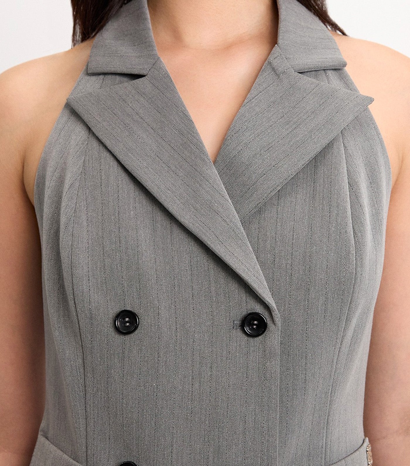 Double-Breasted Vest Mid Gray