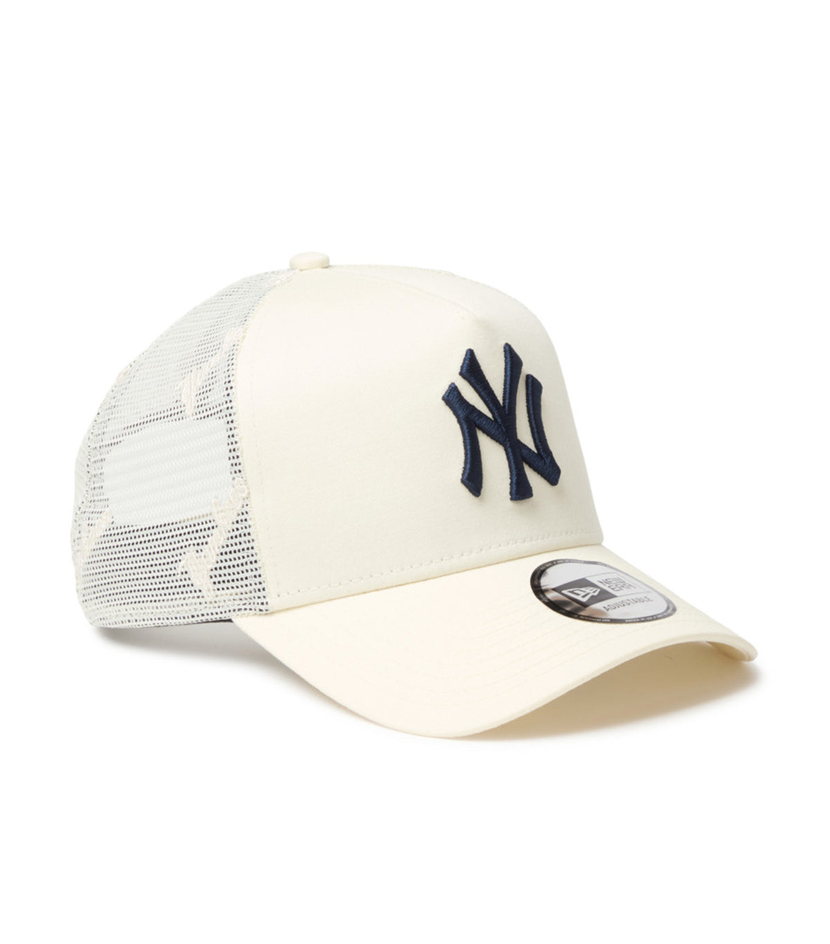 New York Yankees Embroidered 9FORTY A-Frame Trucker Snapback Cap Cream