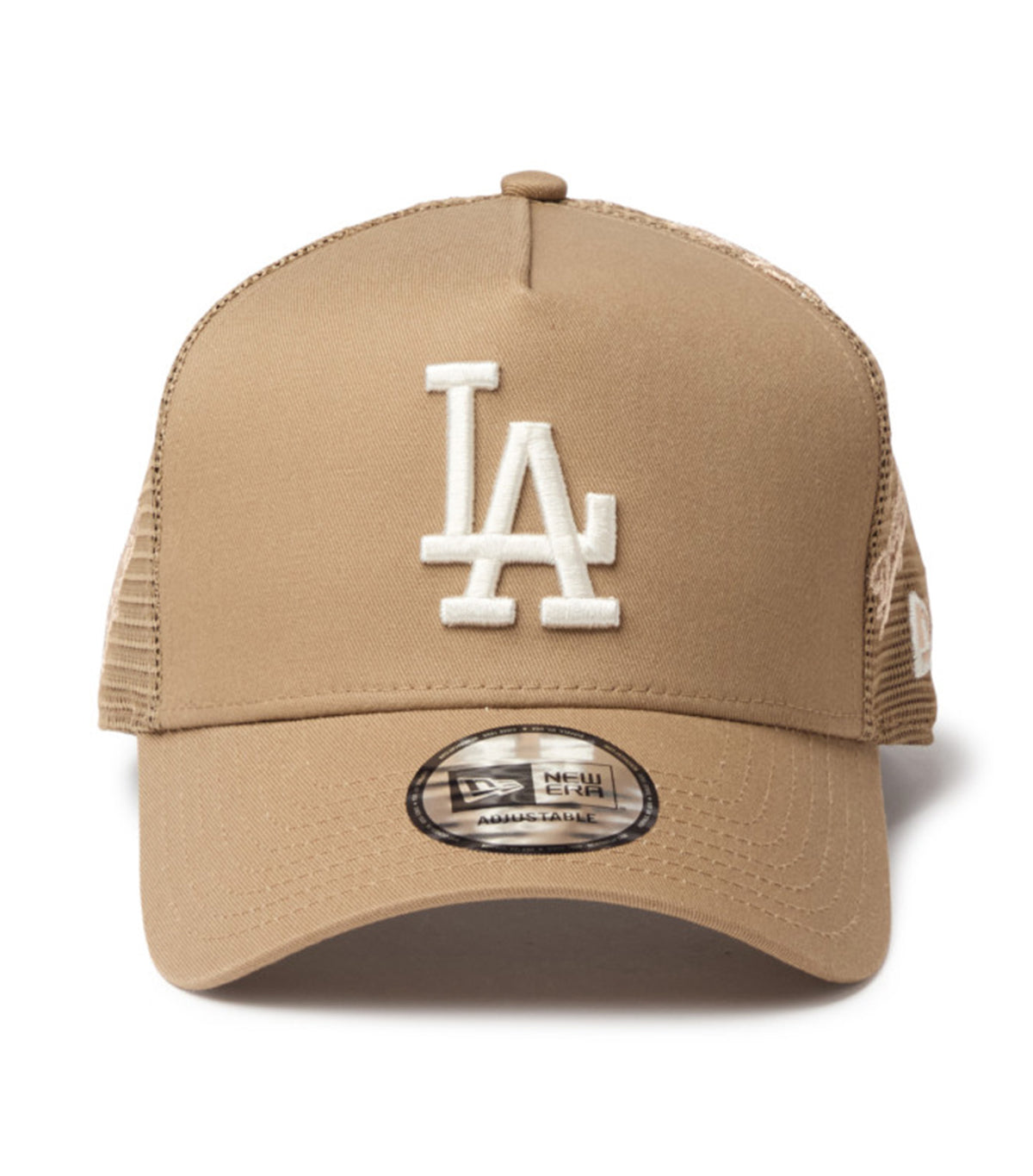 Los Angeles Dodgers Embroidered 9FORTY A-Frame Trucker Snapback Cap Khaki