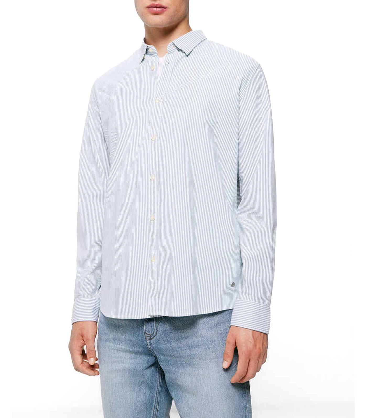 Striped Pinpoint Shirt Turquoise