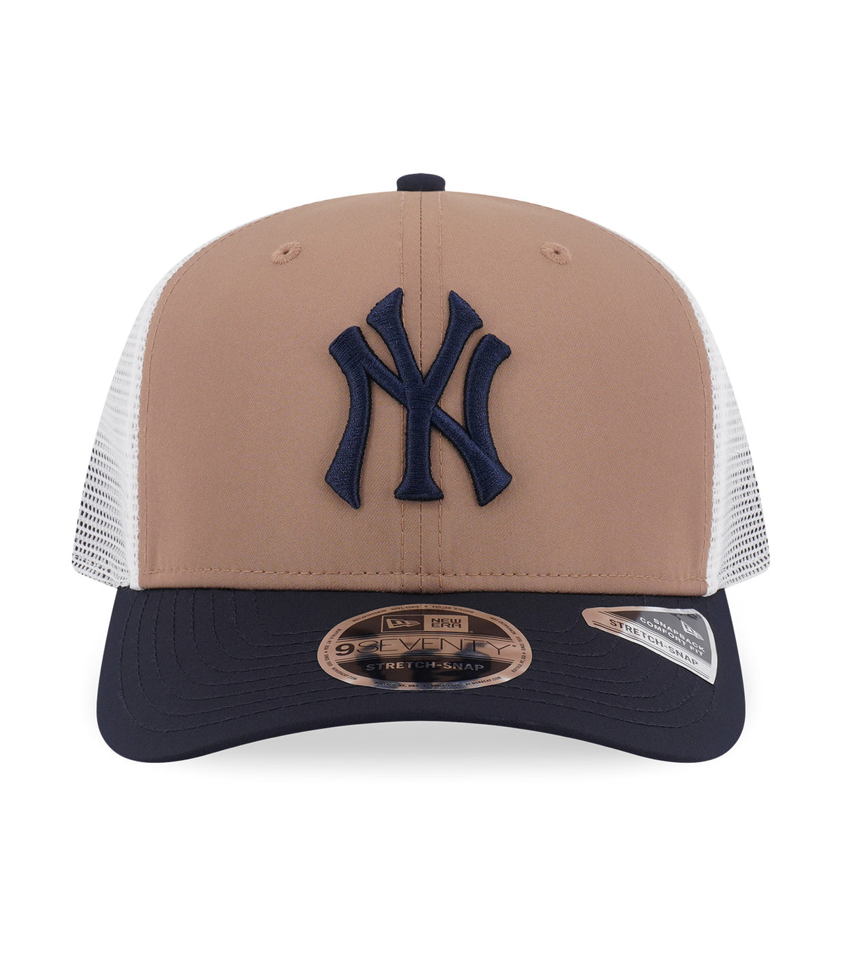 New York Yankees 9SEVENTY Stretch Snapback Trucker Cap Khaki/Navy