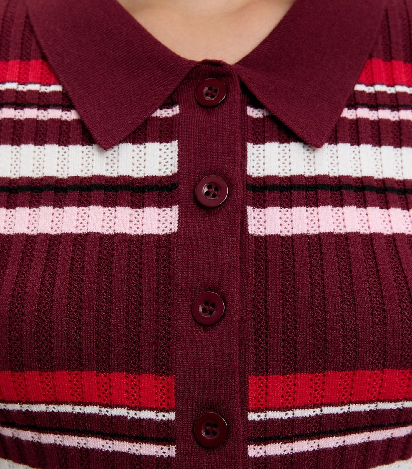 Pomelo Striped Knit Top Burgundy