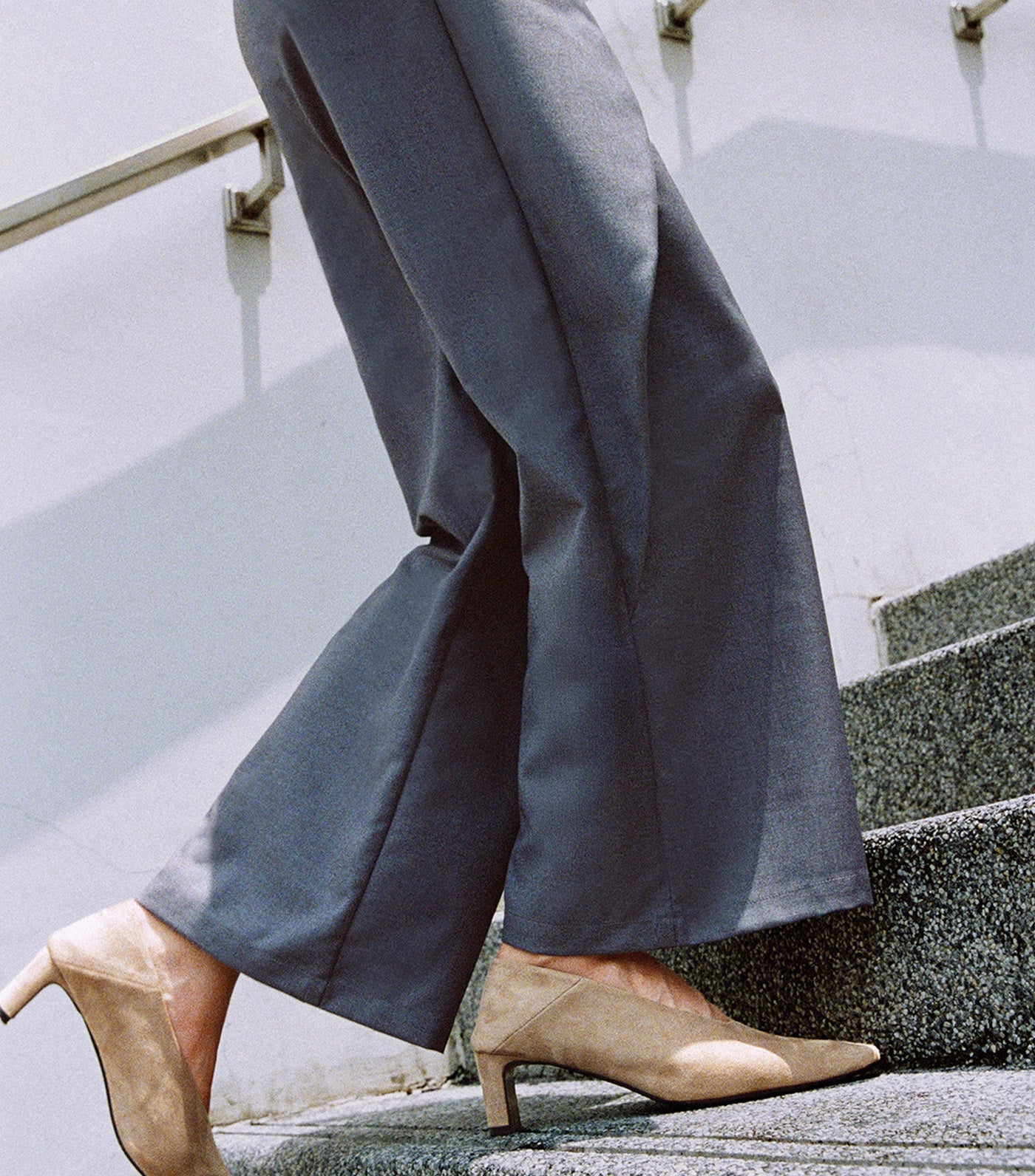 Asymmetric Layered Pants Mid Gray