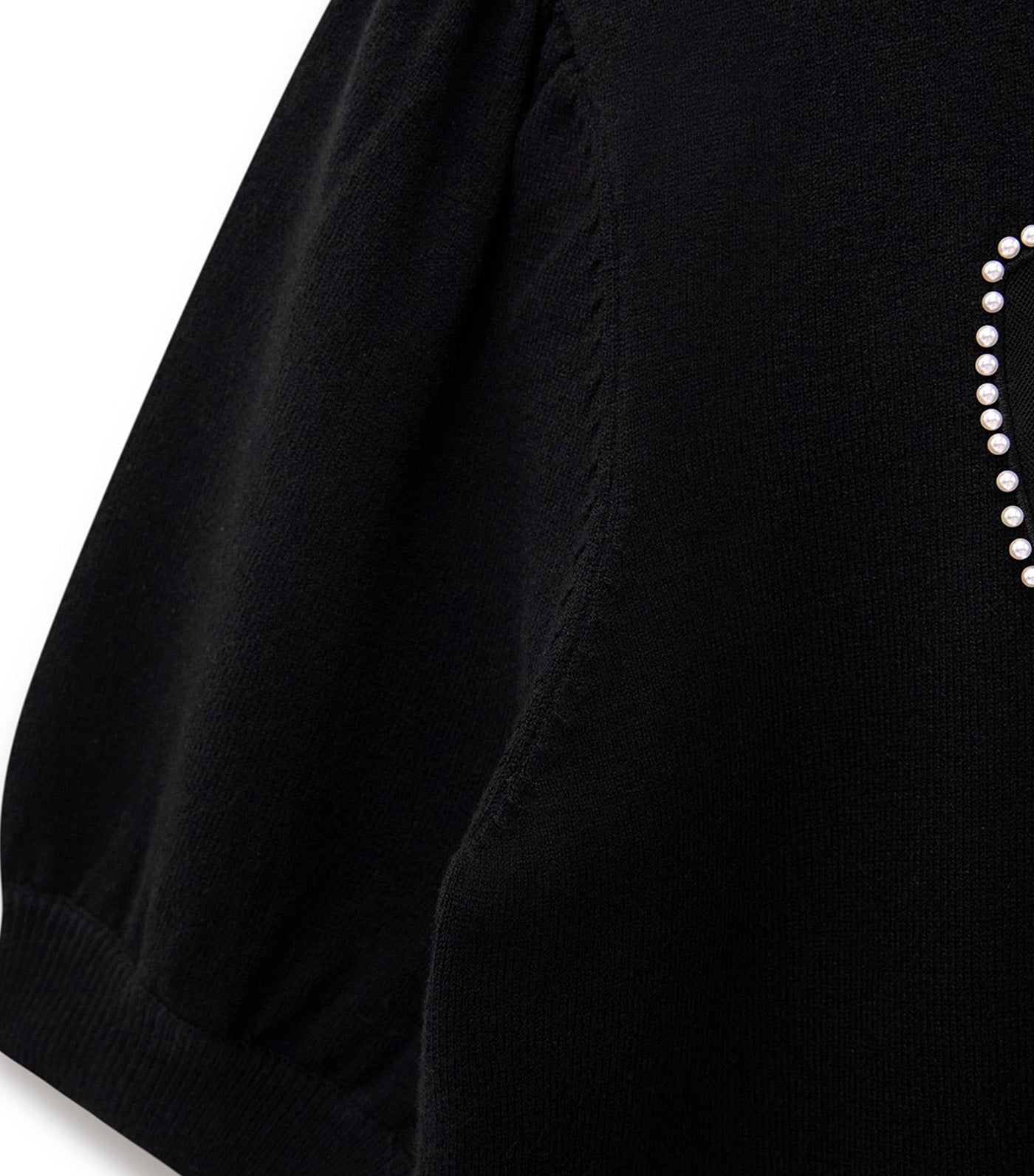 Puff Sleeve Bow Embellished Crop Top Black