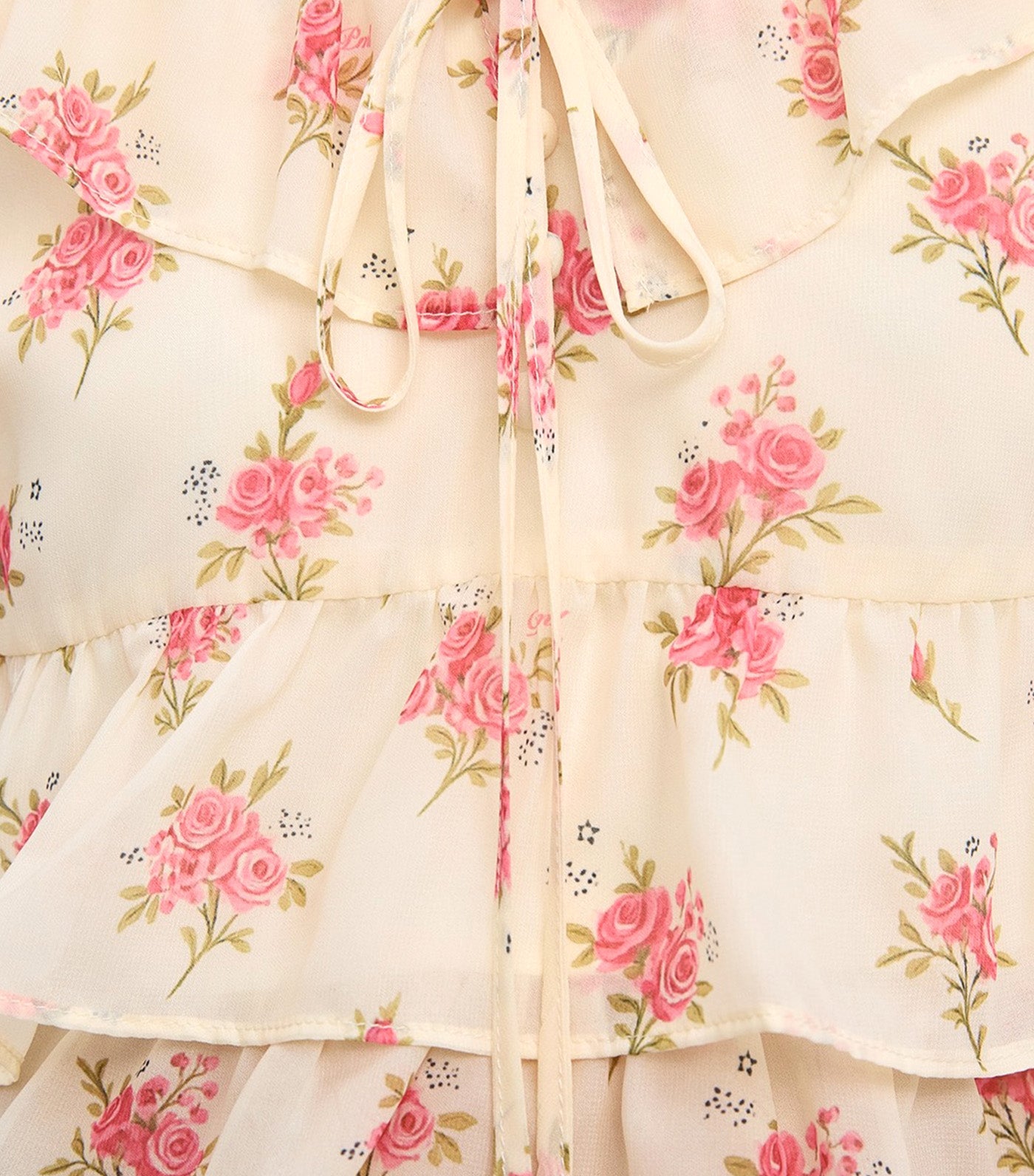 Ruffled Floral Blouse Ivory
