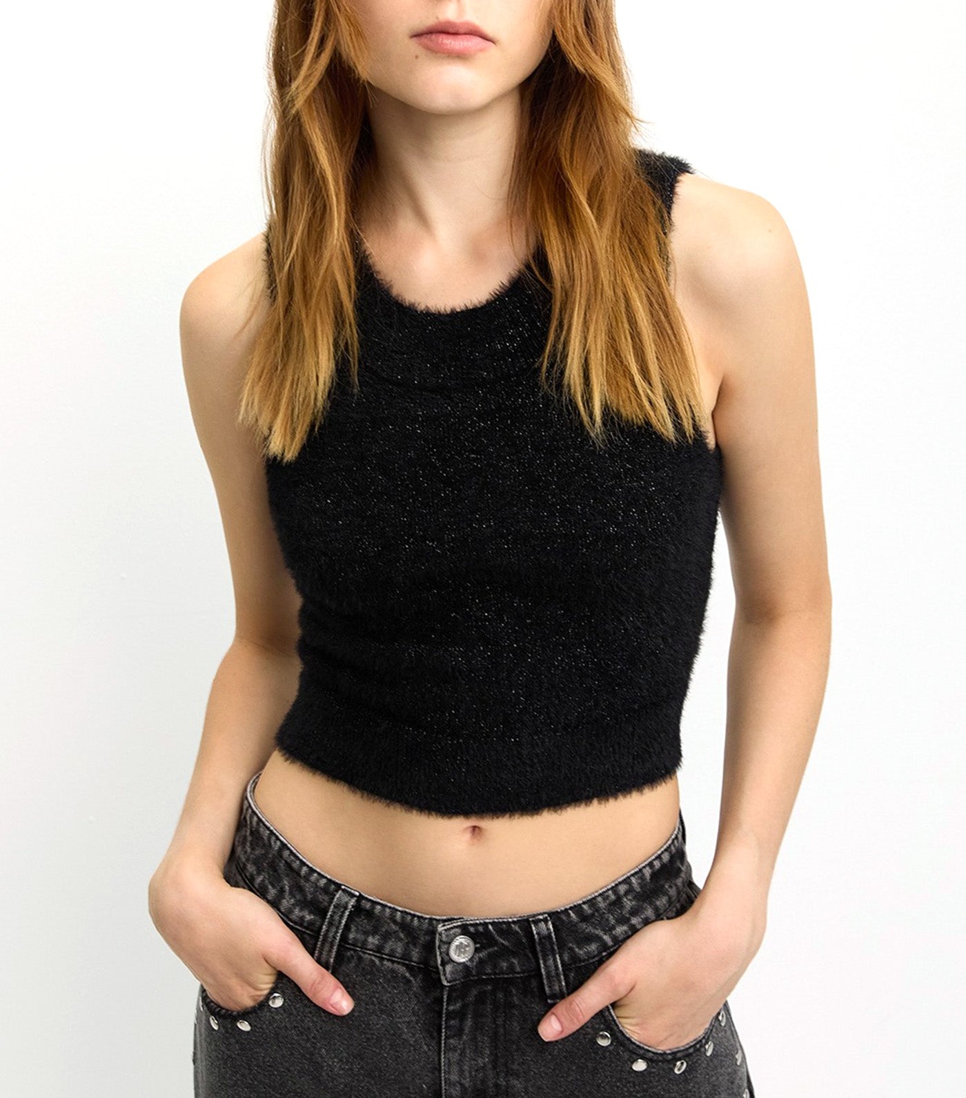 Round Neck Tank Top Black