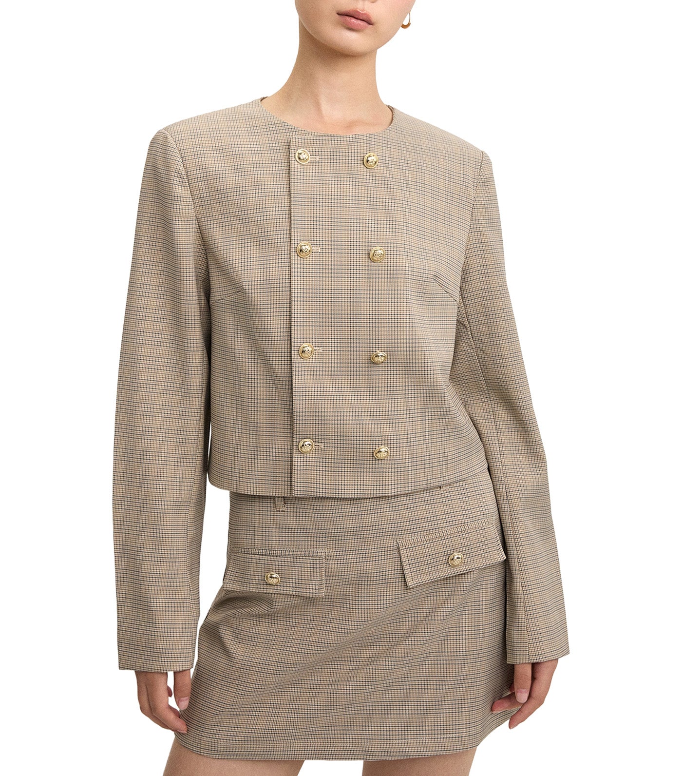 Checkered Jacket Beige