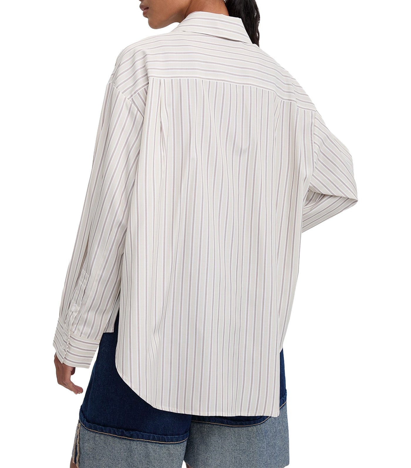 Pomelo Heart Embroidered Striped Shirt Brown