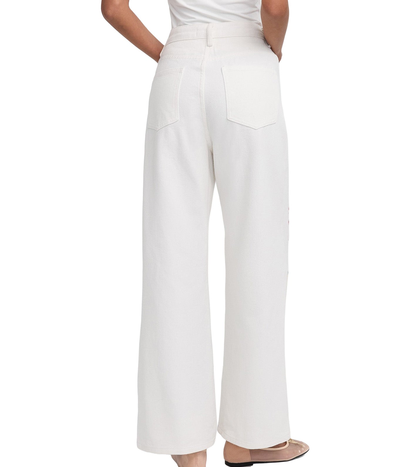 Pomelo Denim Patchwork Trousers White