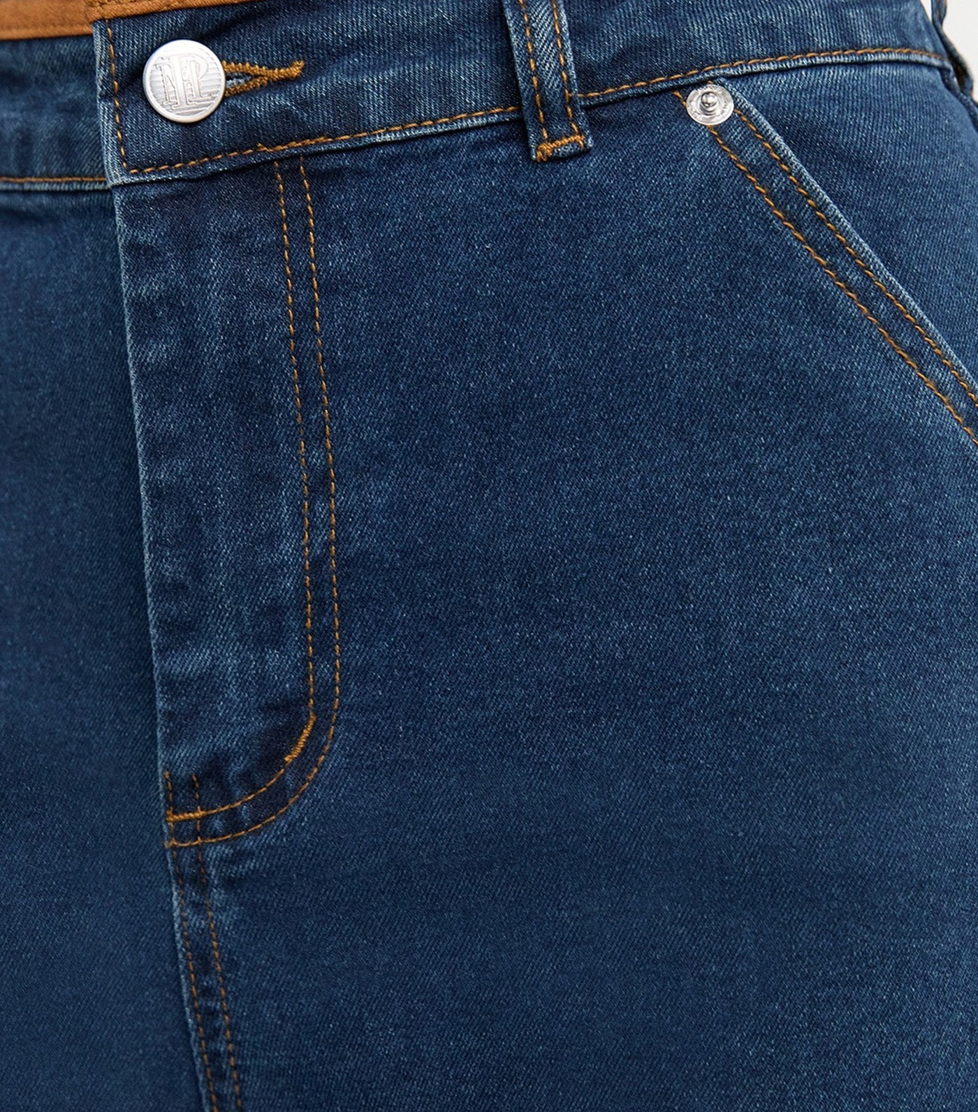Pomelo High-Waisted Suede-Trim Jean Indigo