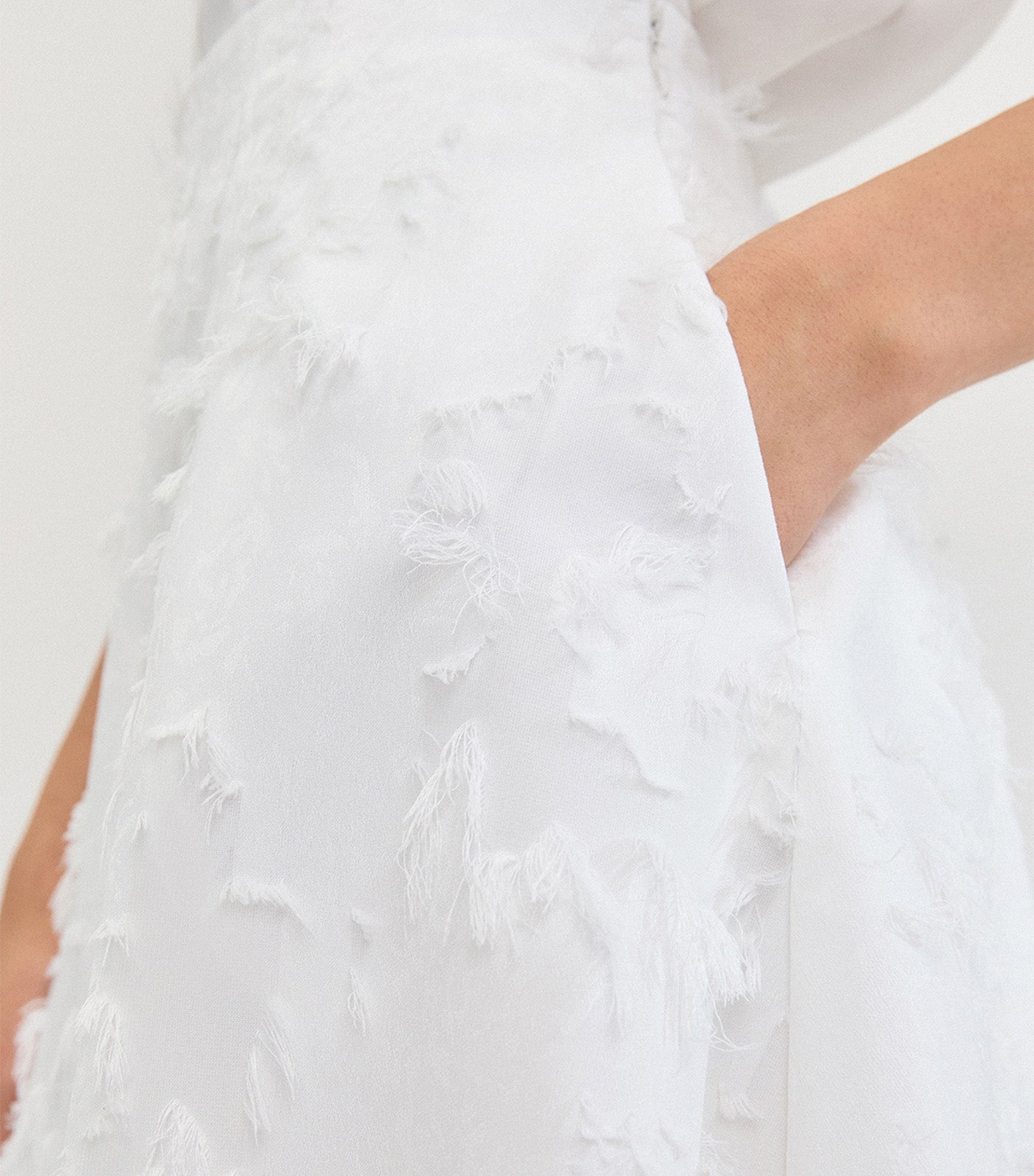 Fringe Detail Pleated Skirt White